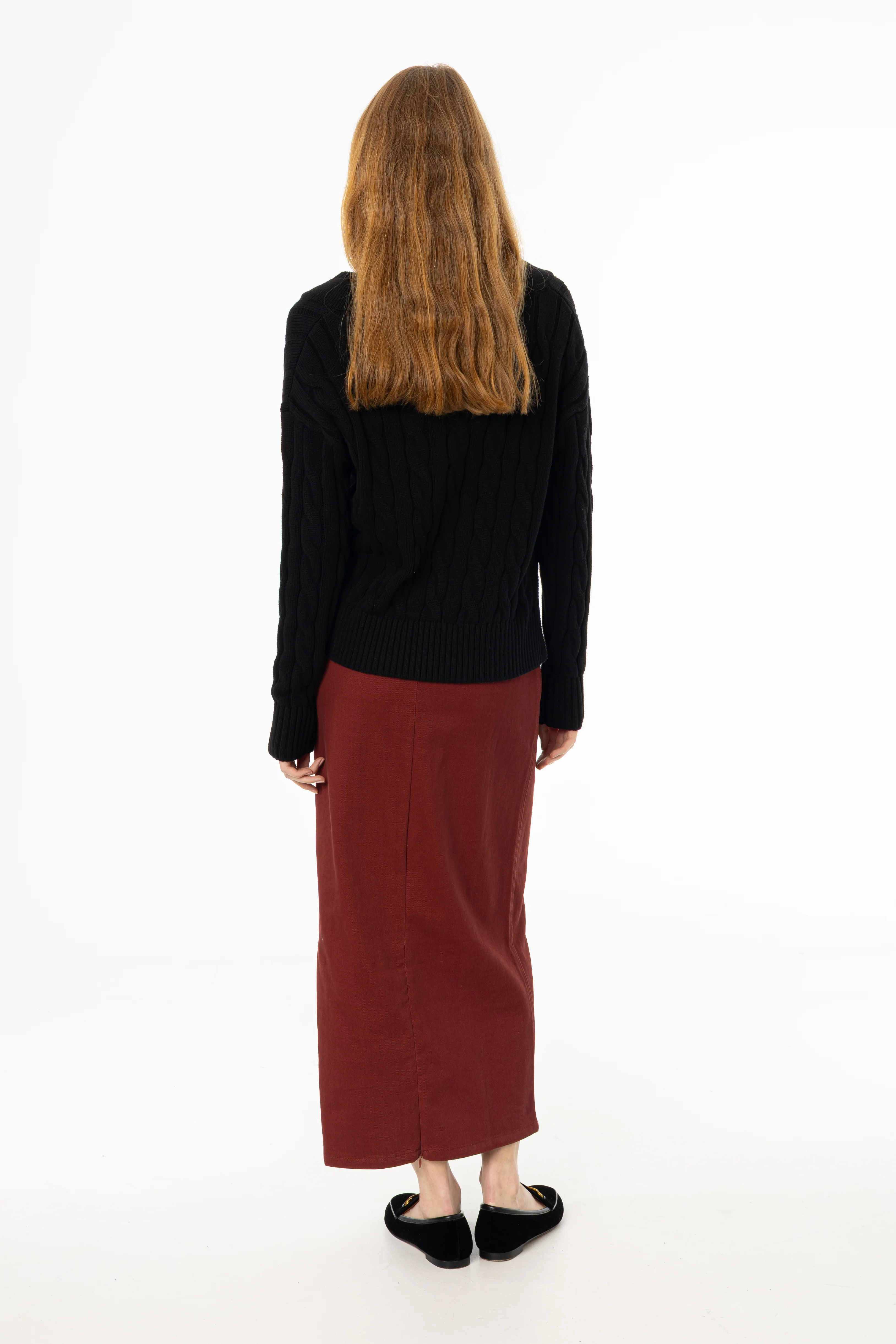 Burgundy Everyday Denim Skirt - KJDHW