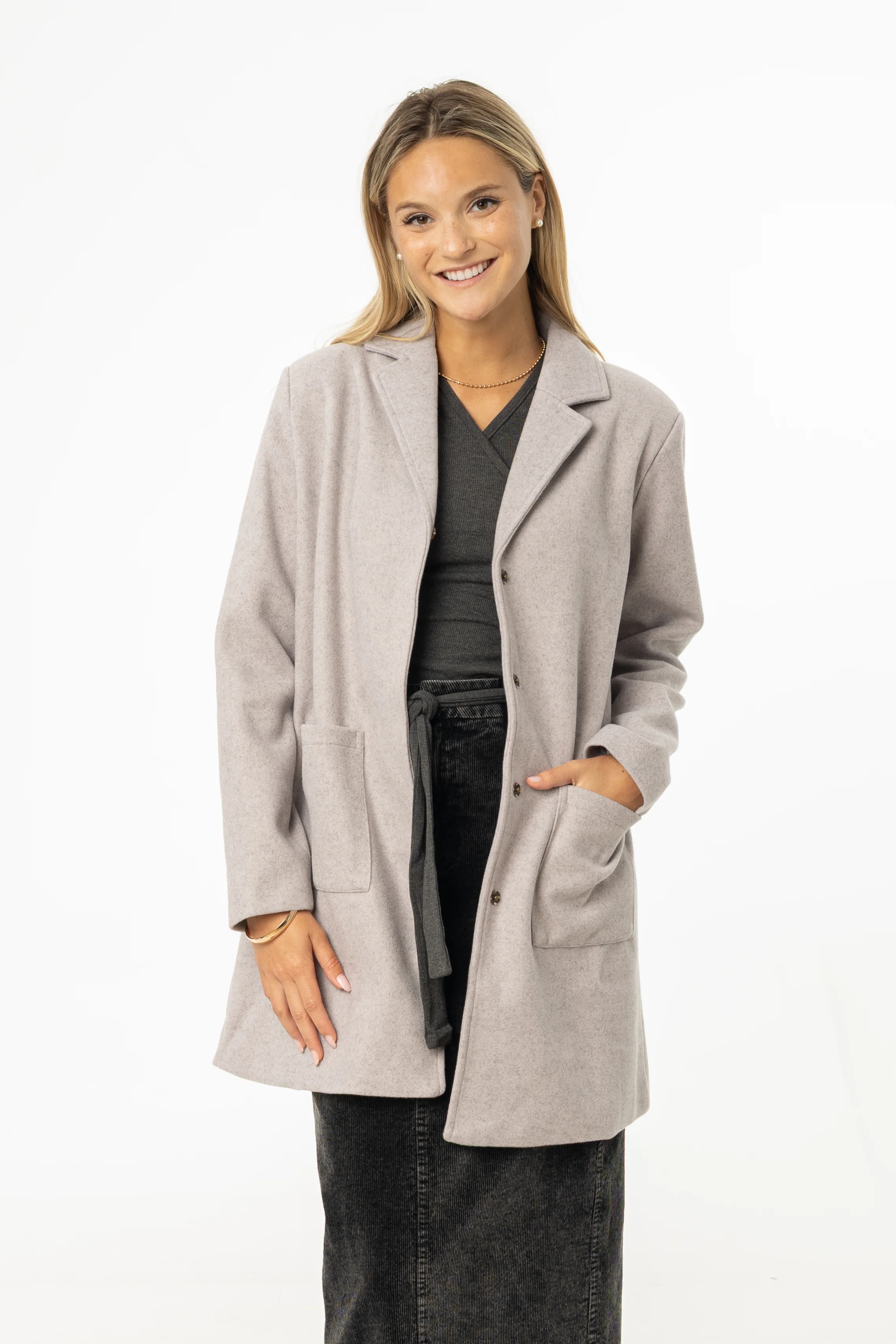 Grey Wool Coat - KJDHW