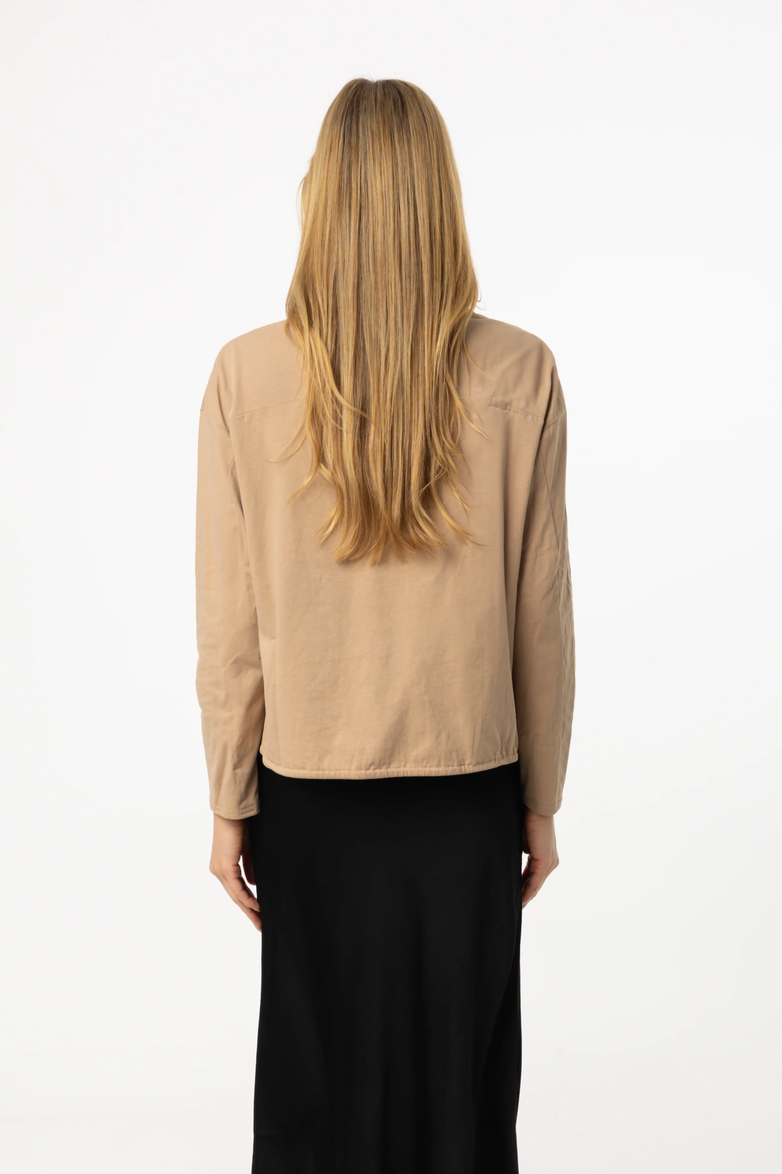 Tan High Low Drawstring Tee - KJDHW