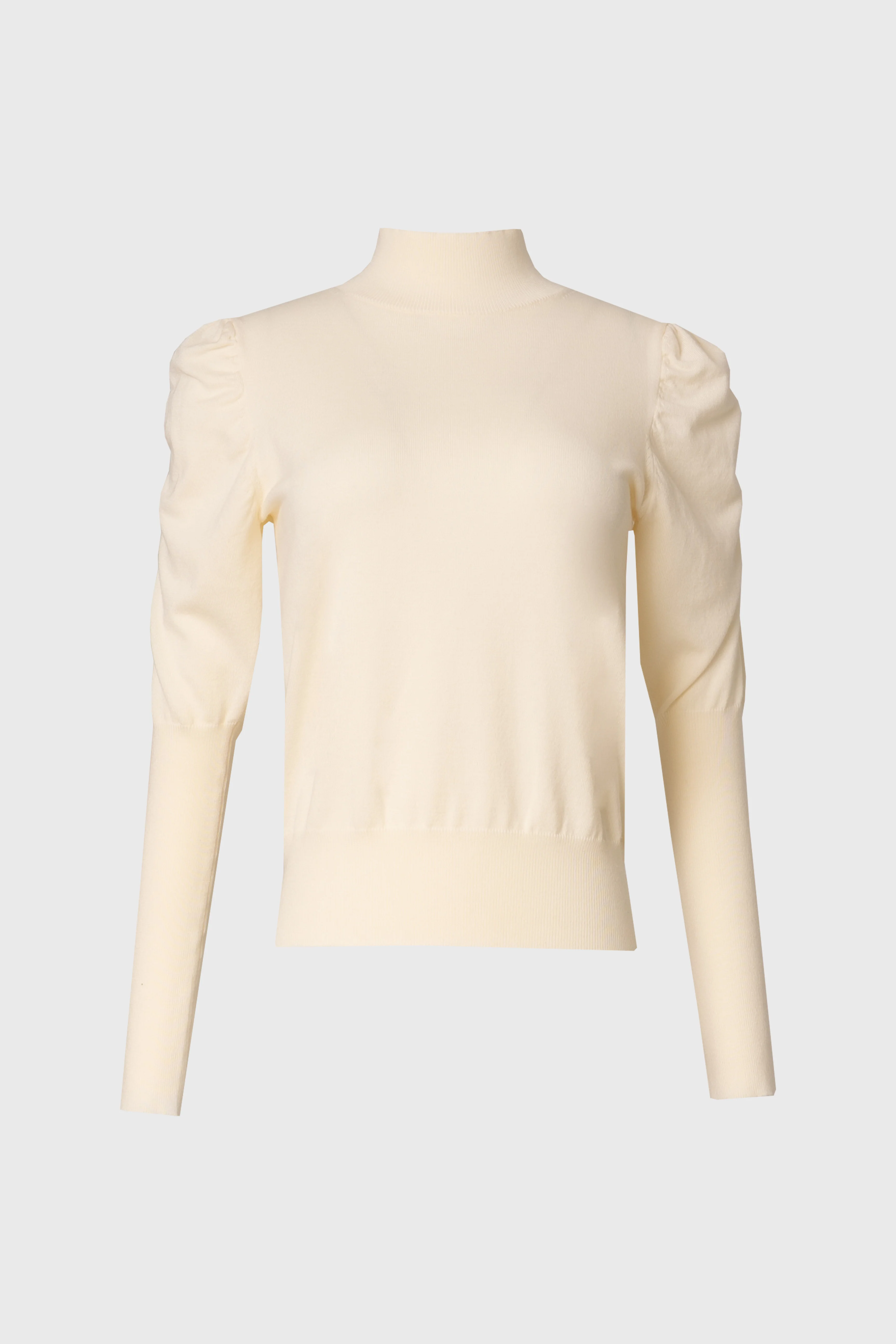 Cream Puff Sleeve Knit Turtleneck Sweater - KJDHW