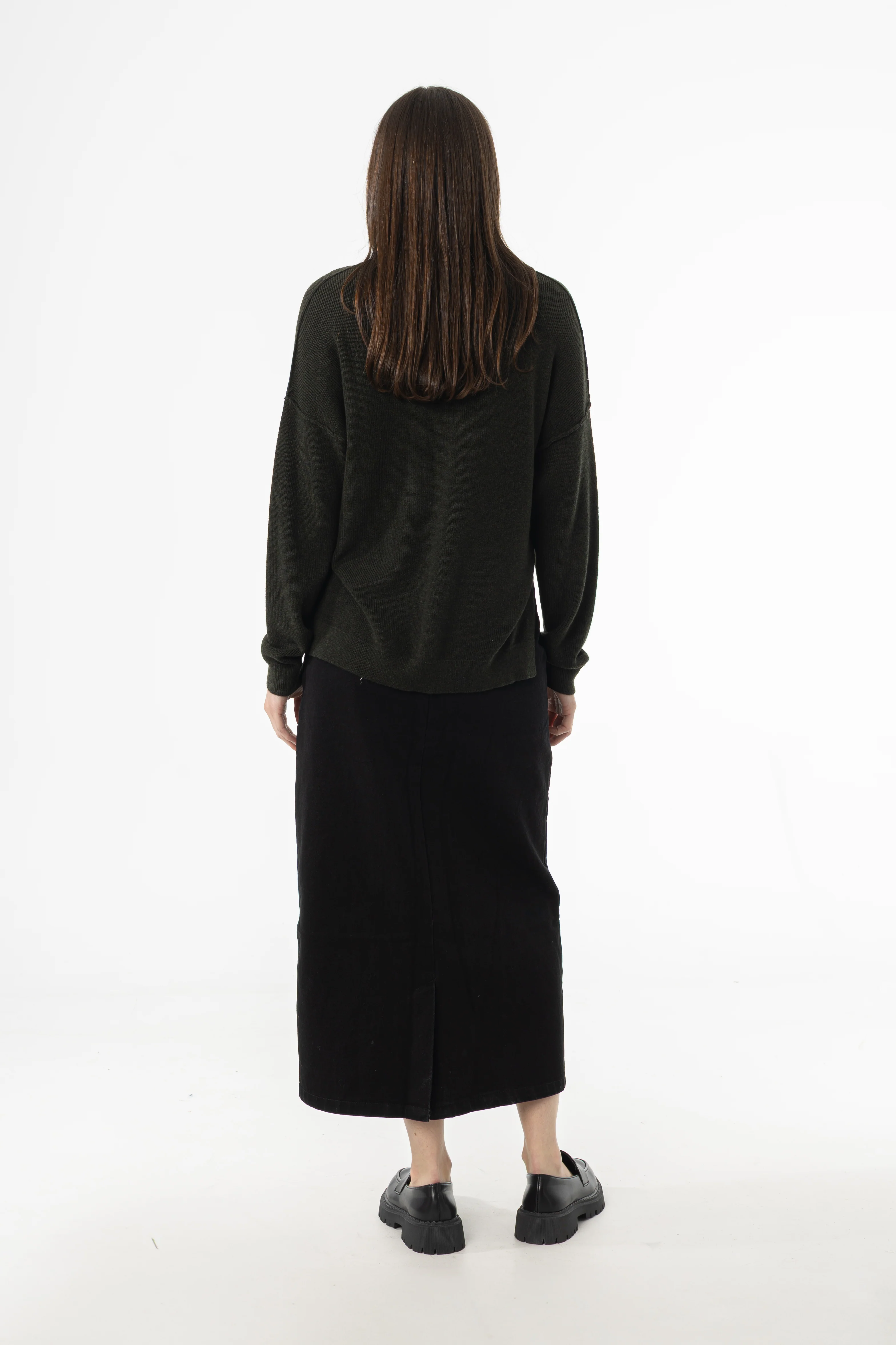 Black Exposed Pocket Denim Skirt - KJDHW