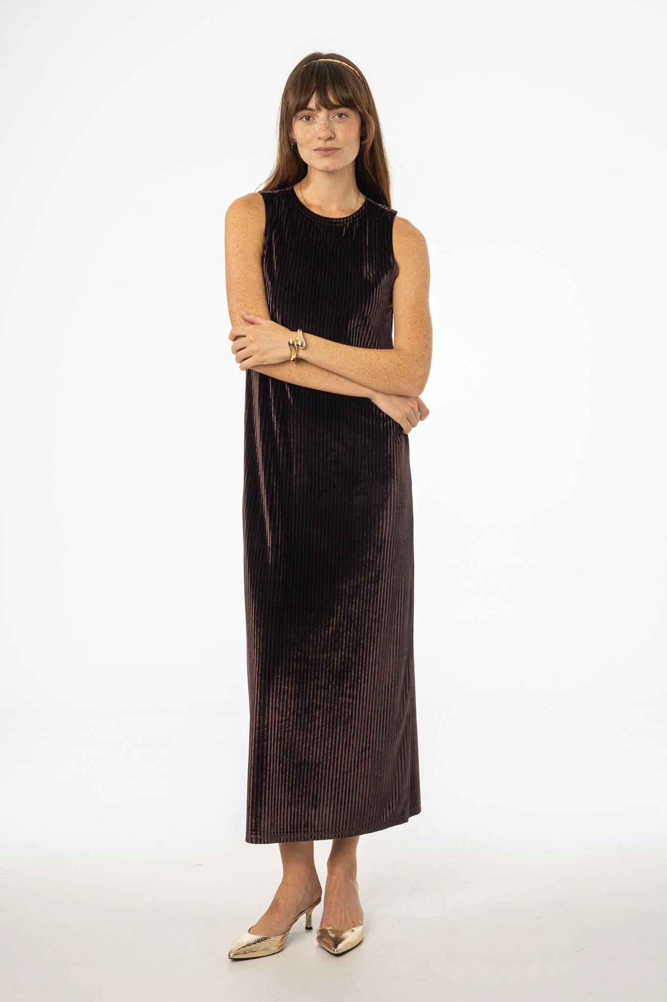 Brown Ribbed Velour Jumper - KJDHW