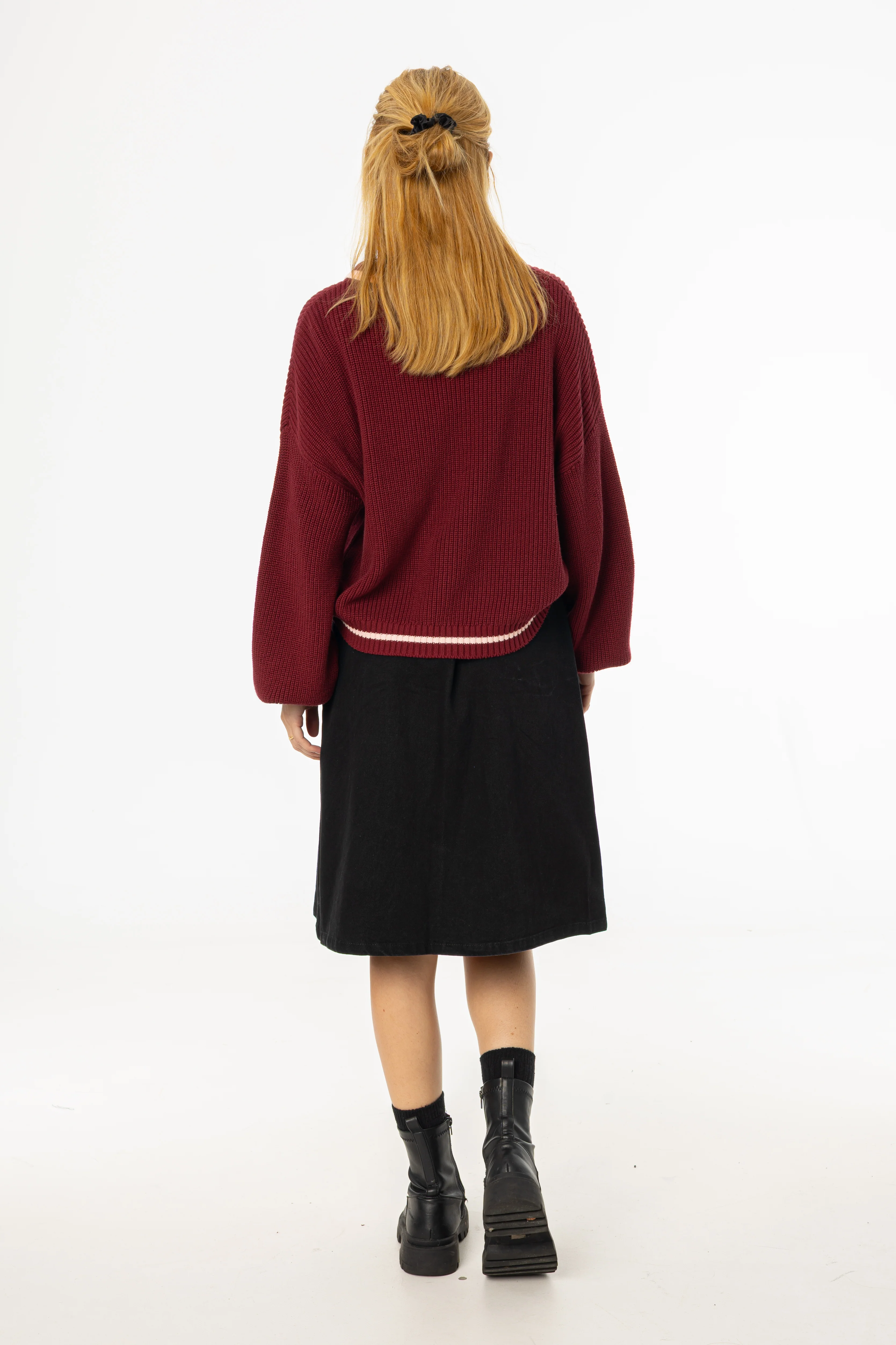 Black Half Pleat Cargo Denim Skirt - KJDHW