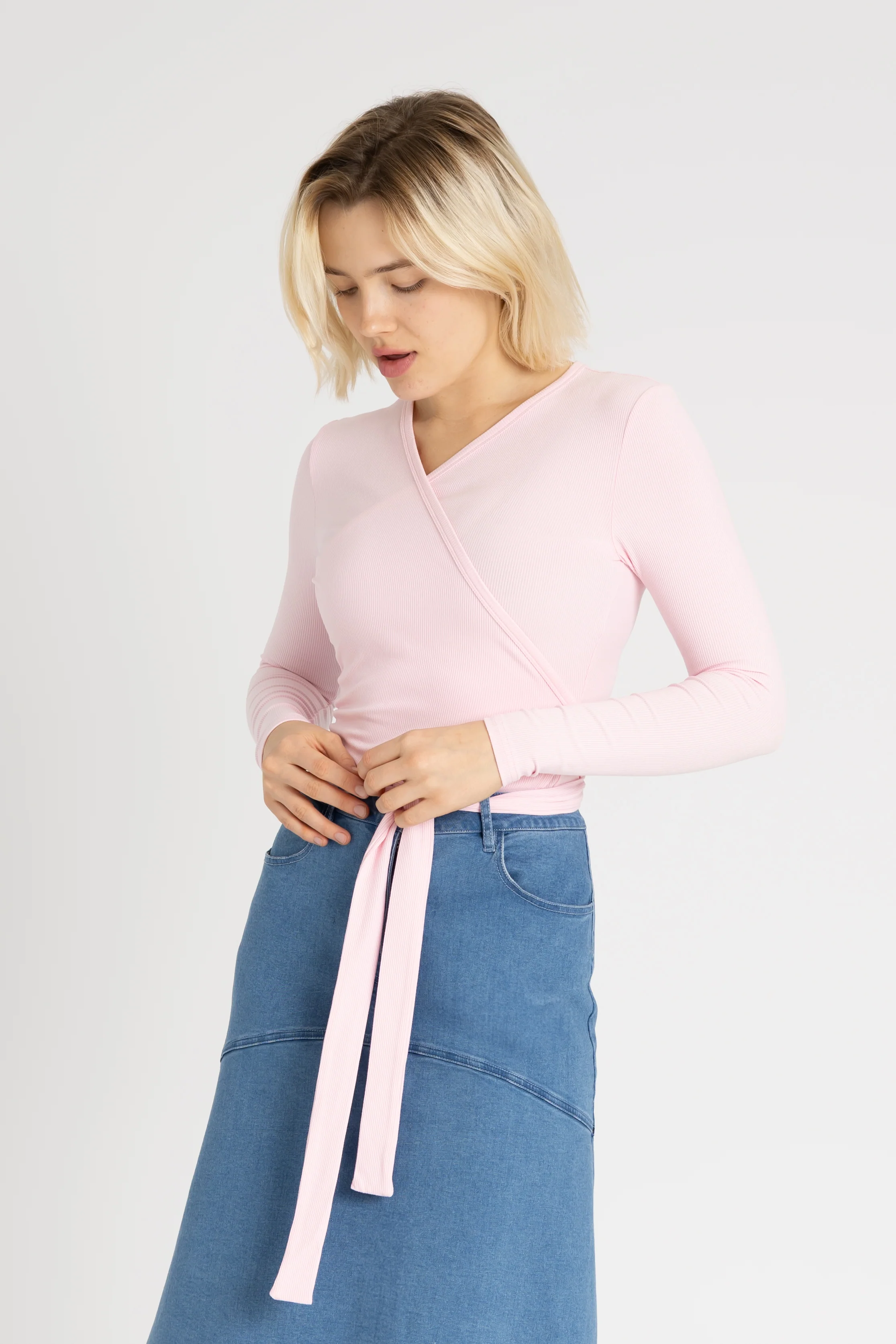 Light Pink Wrap Tee - KJDHW