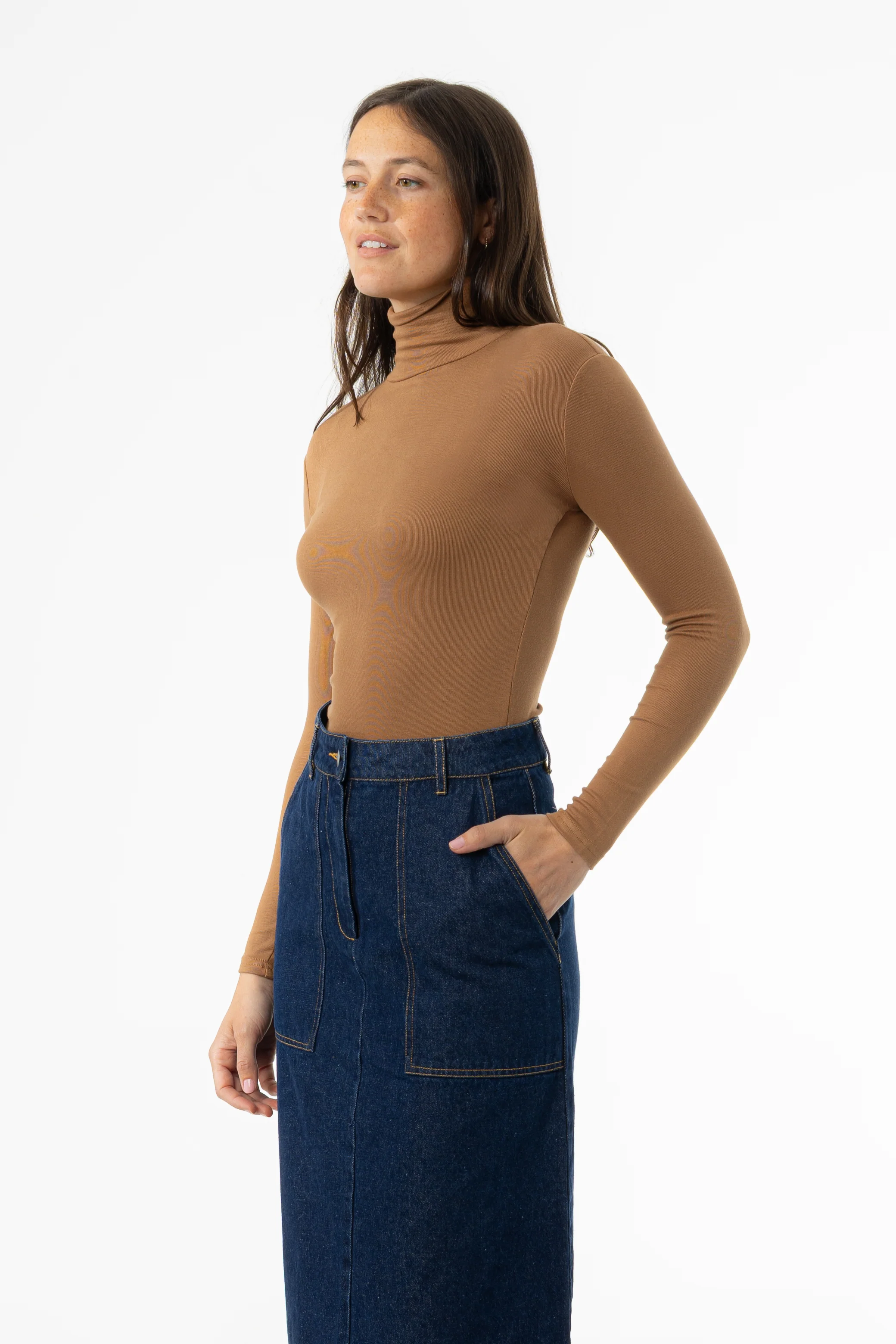 Mocha Solid Turtleneck Top - KJDHW