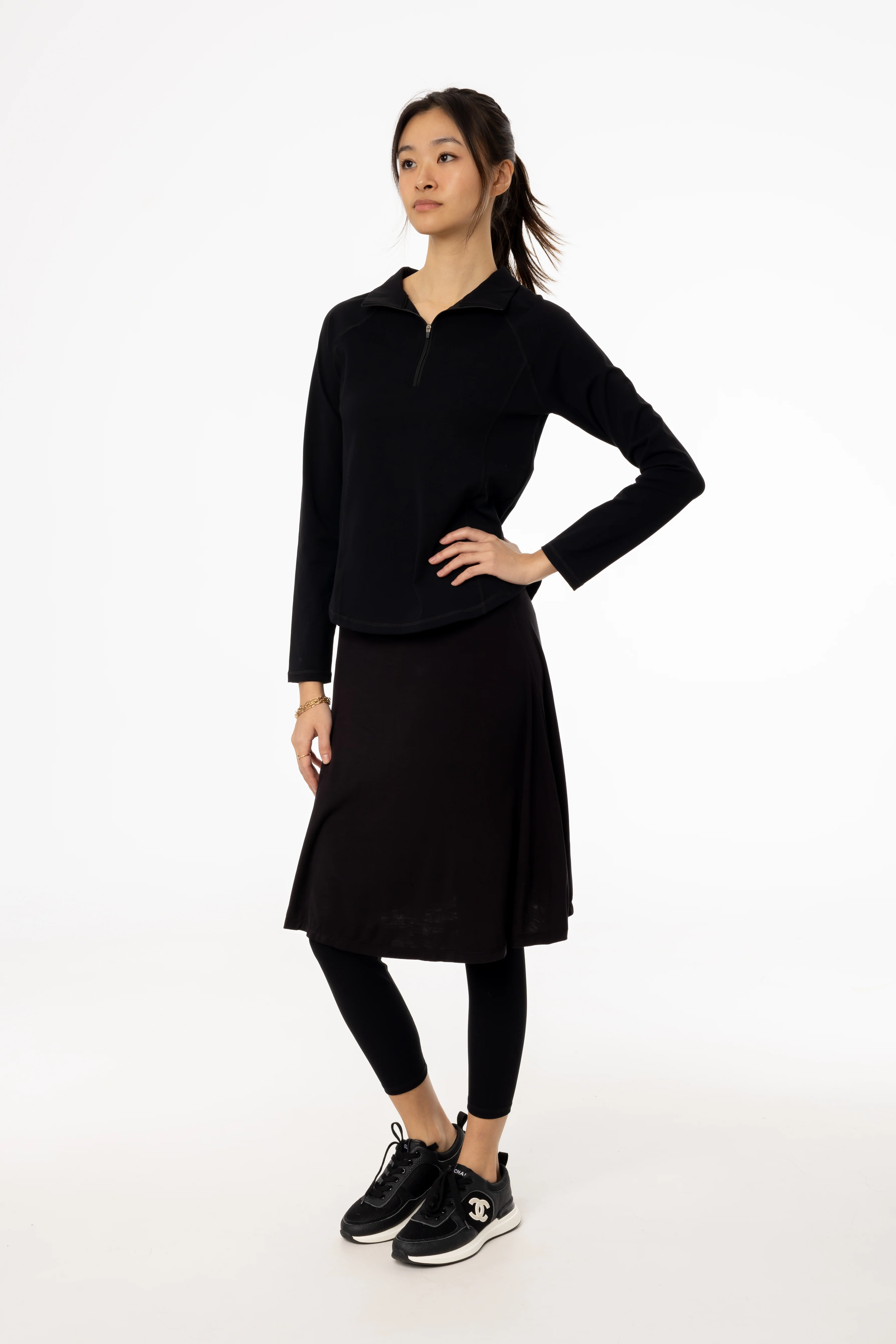 Black Short Flare Skirt - KJDHW