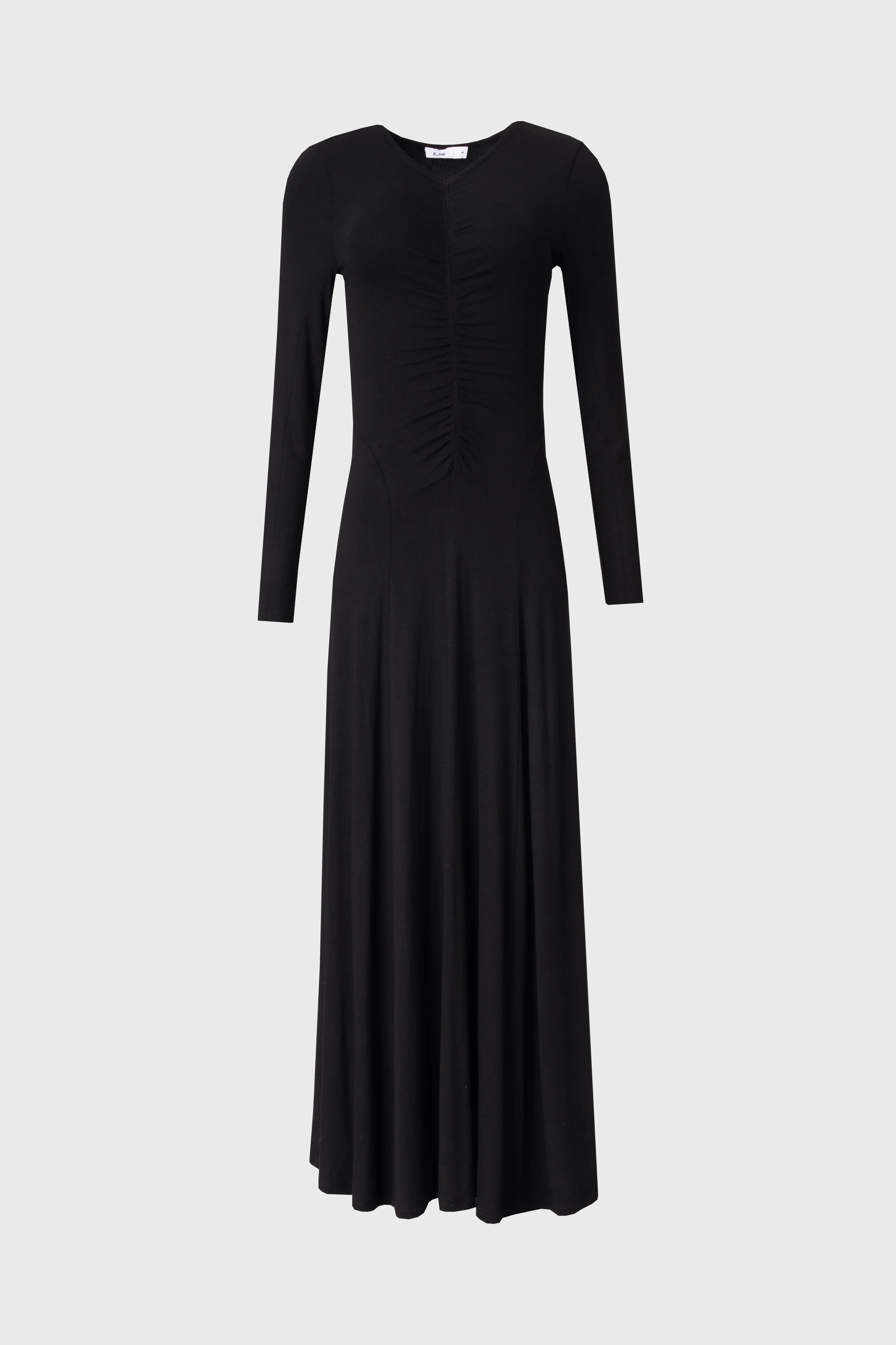 Black Front Ruched Maxi Dress - KJDHW