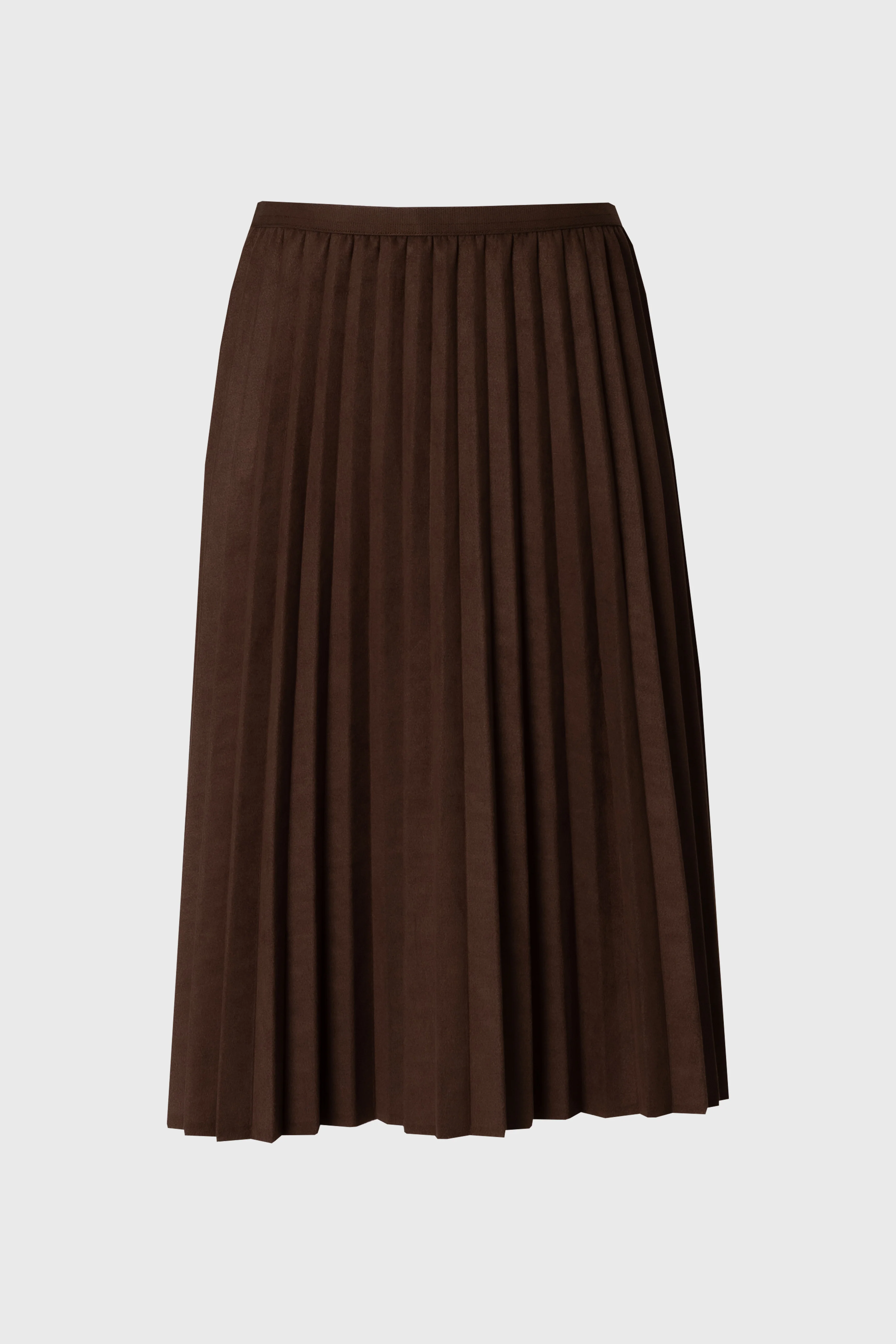 Brown Accordion Microsuede Skirt - KJDHW