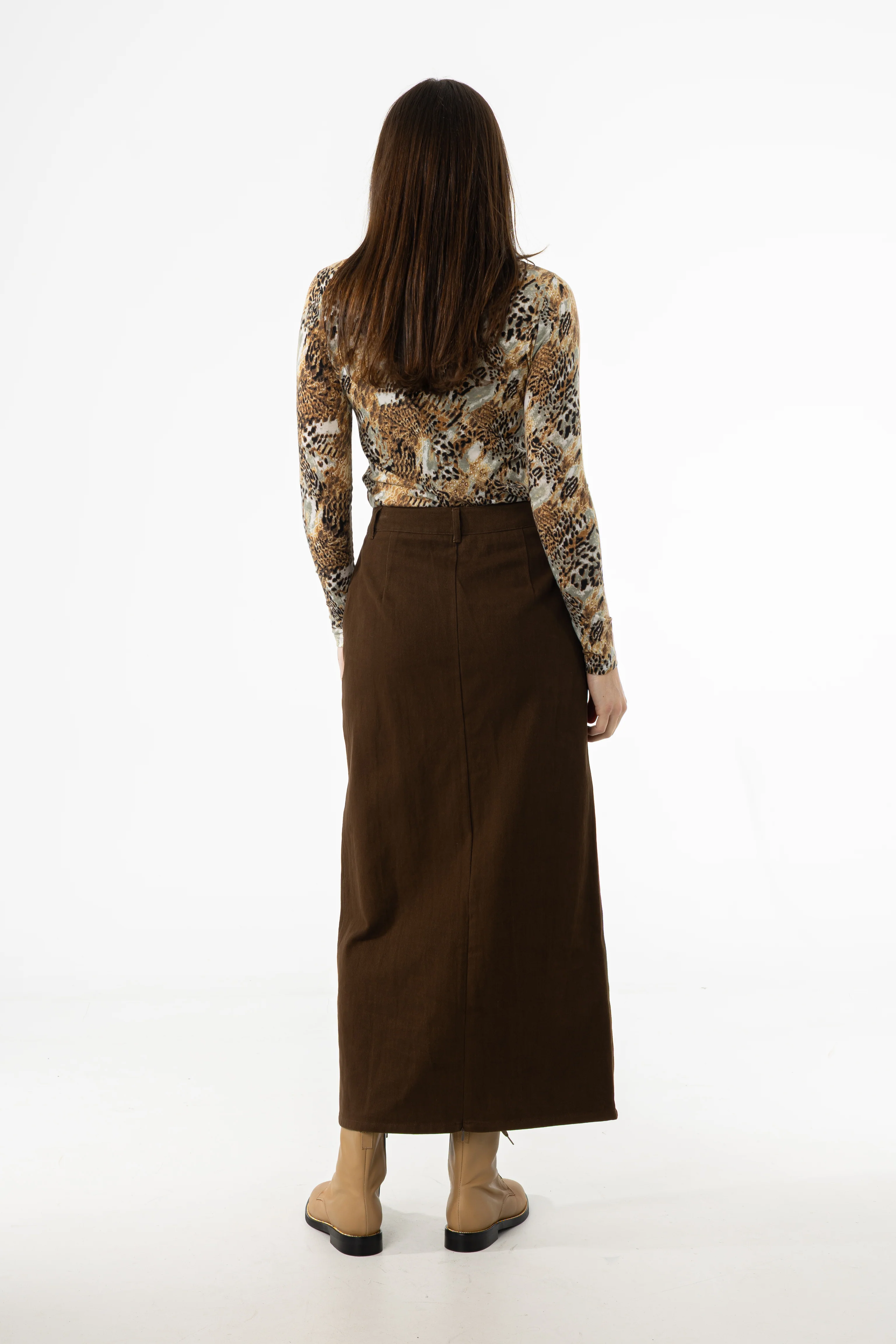 Brown Everyday Denim Skirt - KJDHW