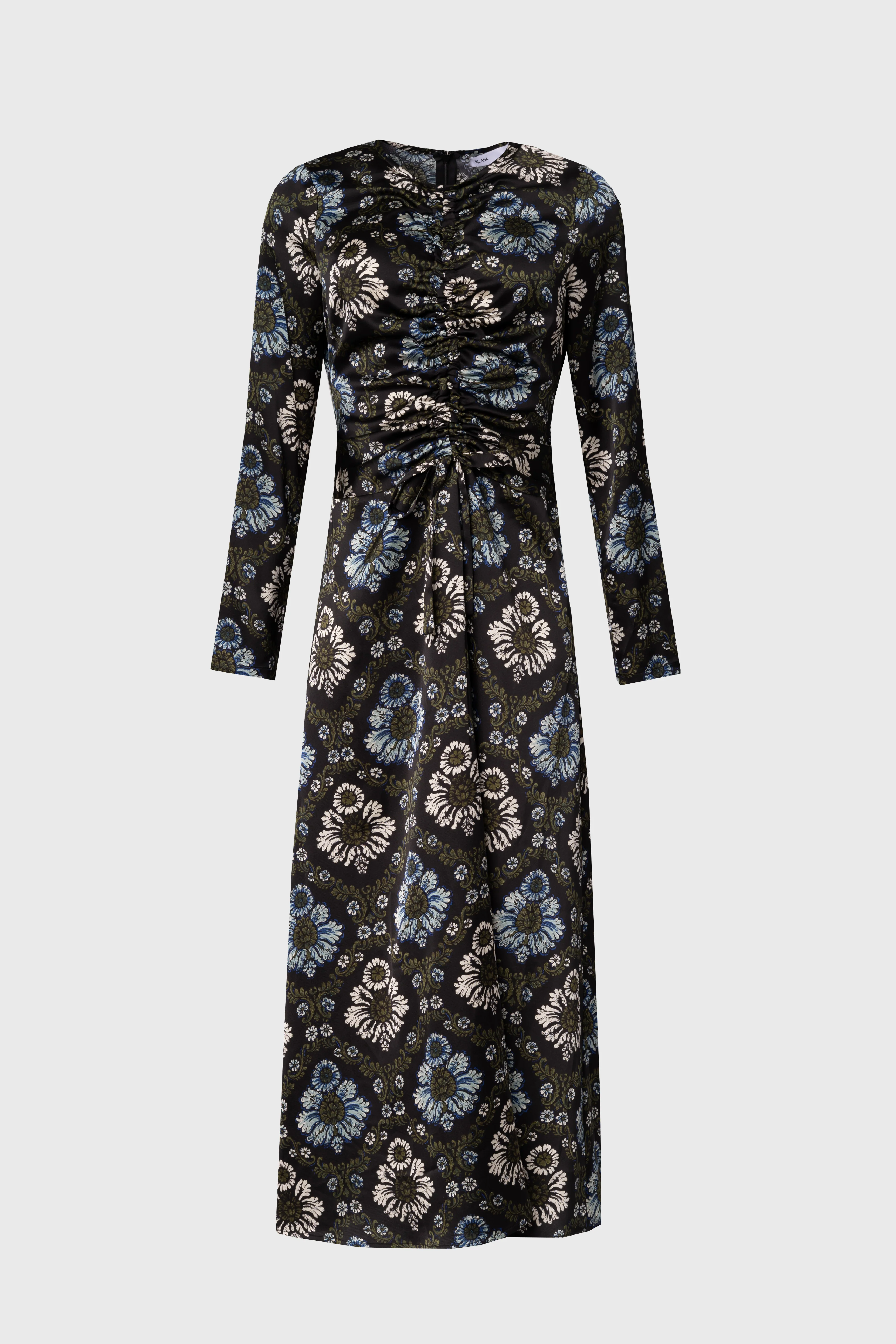 Green and Blue Printed Ruched Maxi Dress - KJDHW