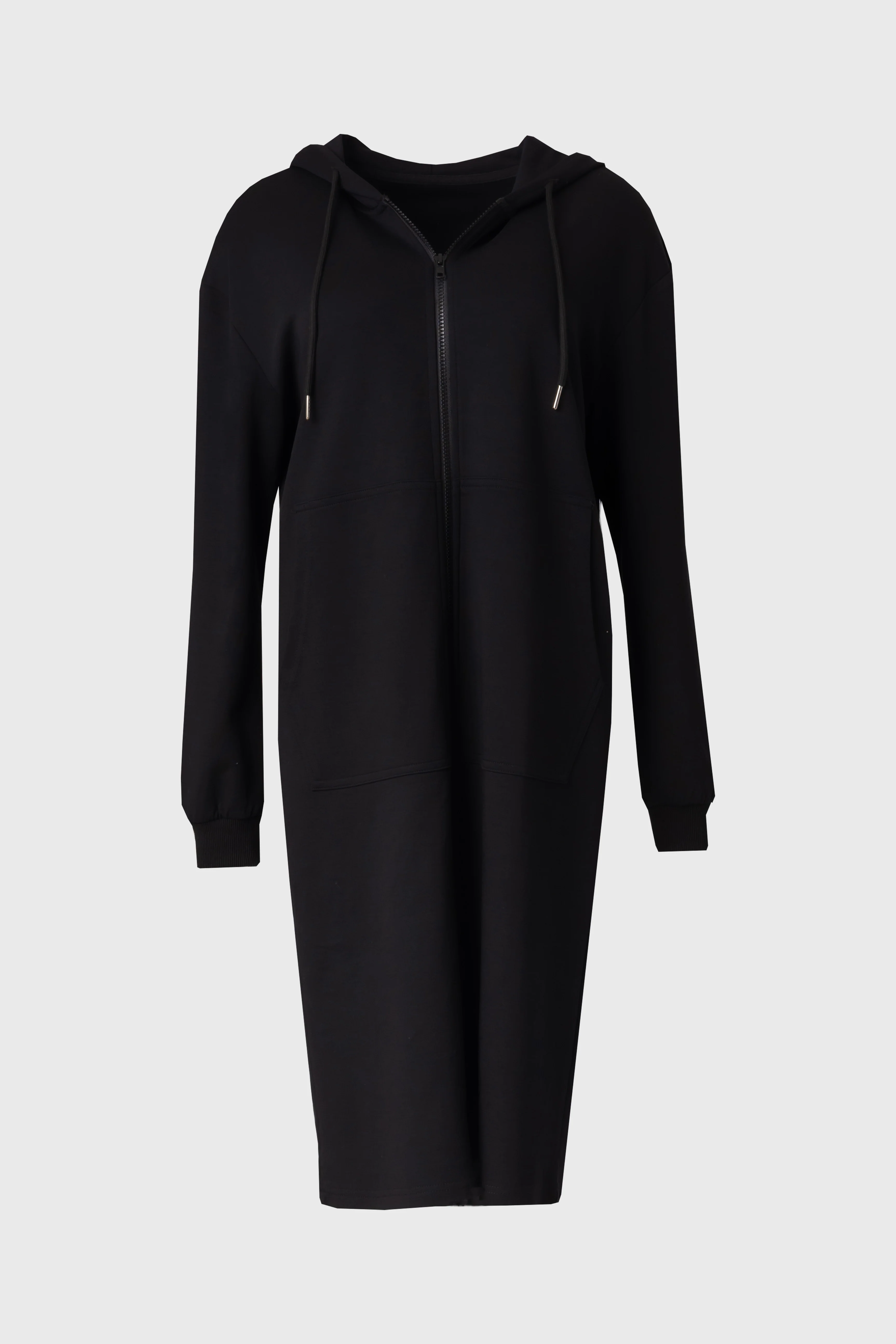 Black Basic Zipper Dress - KJDHW