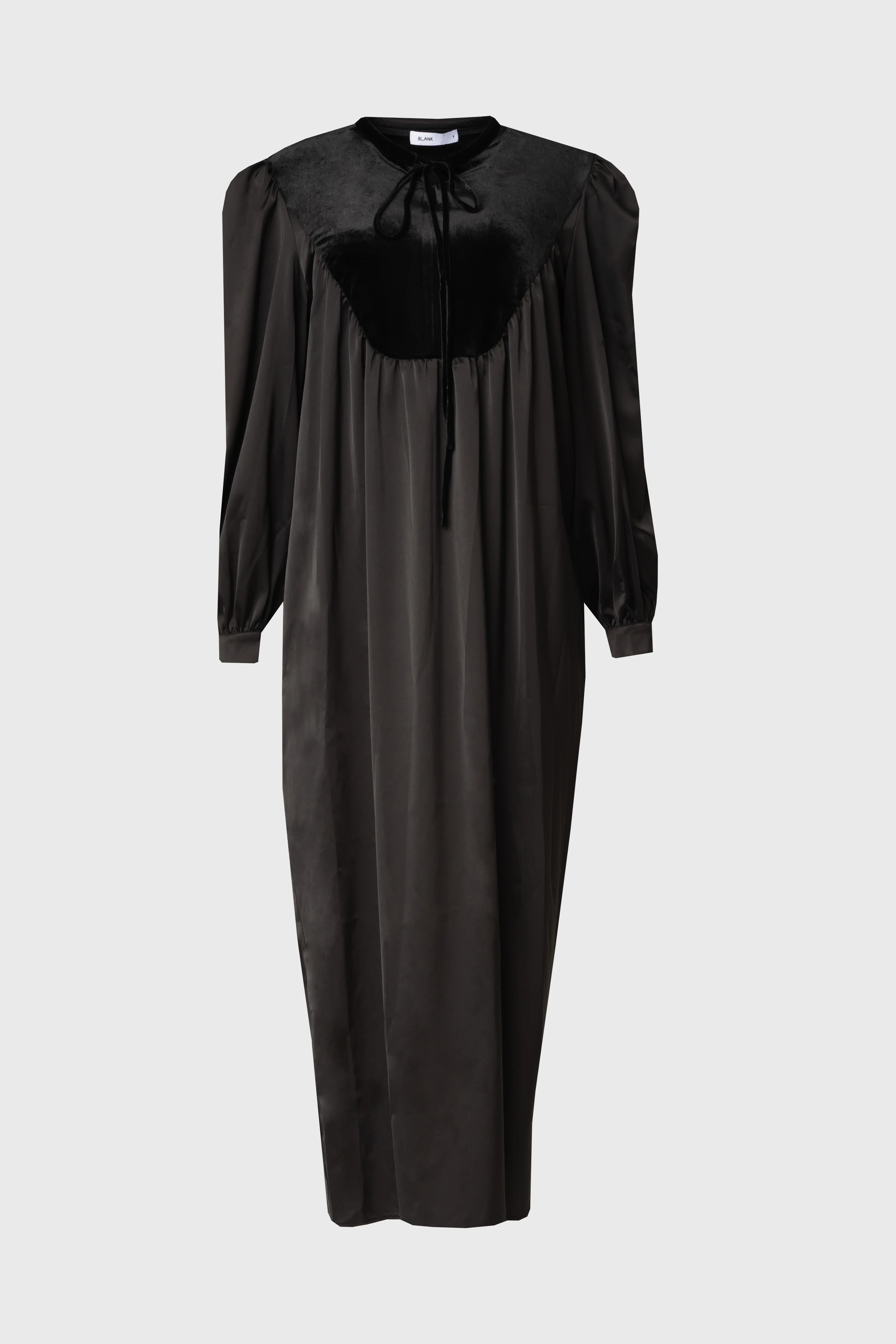 Black Velour Yoke Maxi Dress - KJDHW