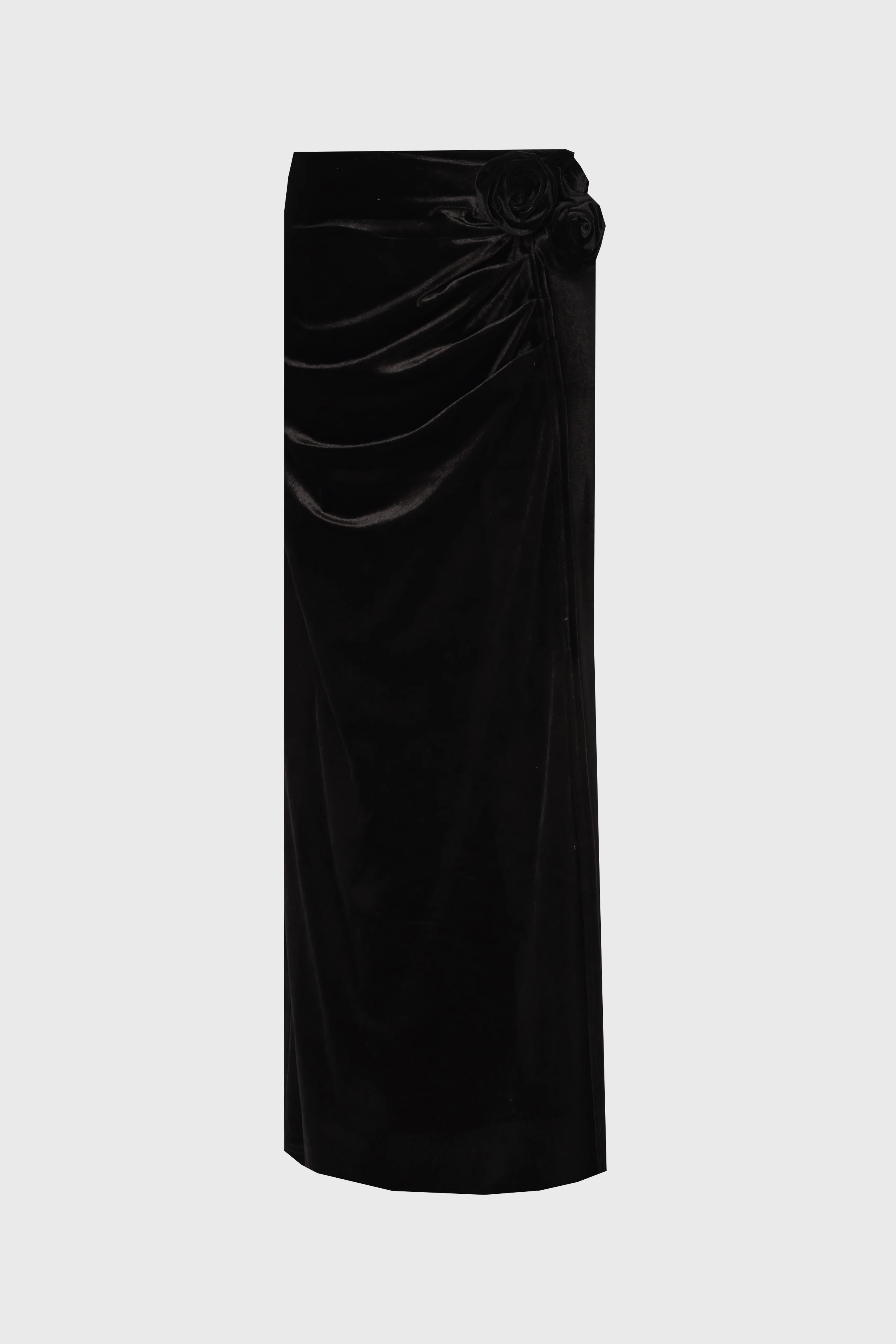 Black Velour Rose Skirt - KJDHW