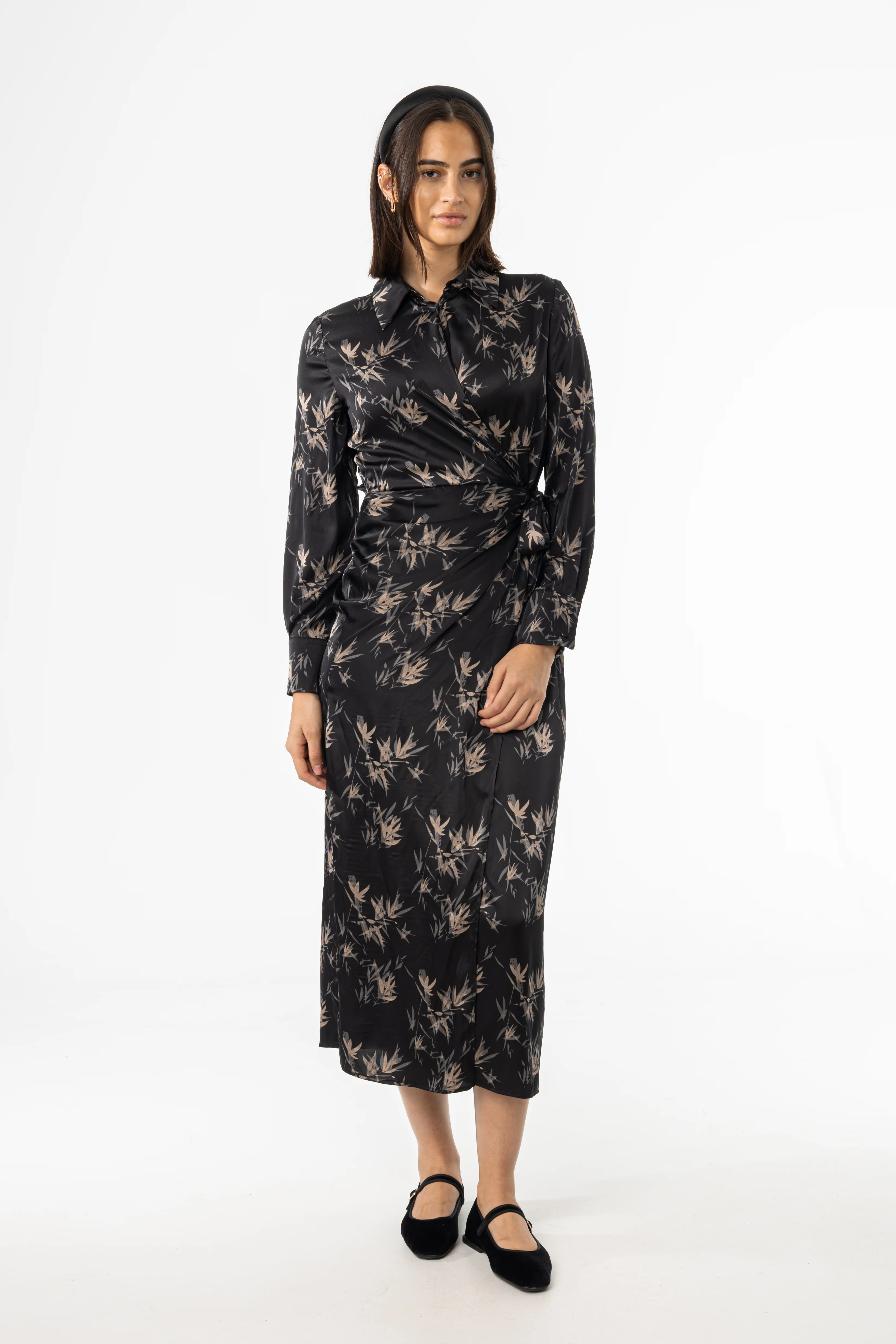 Black & Beige Side Tie Maxi Dress - KJDHW