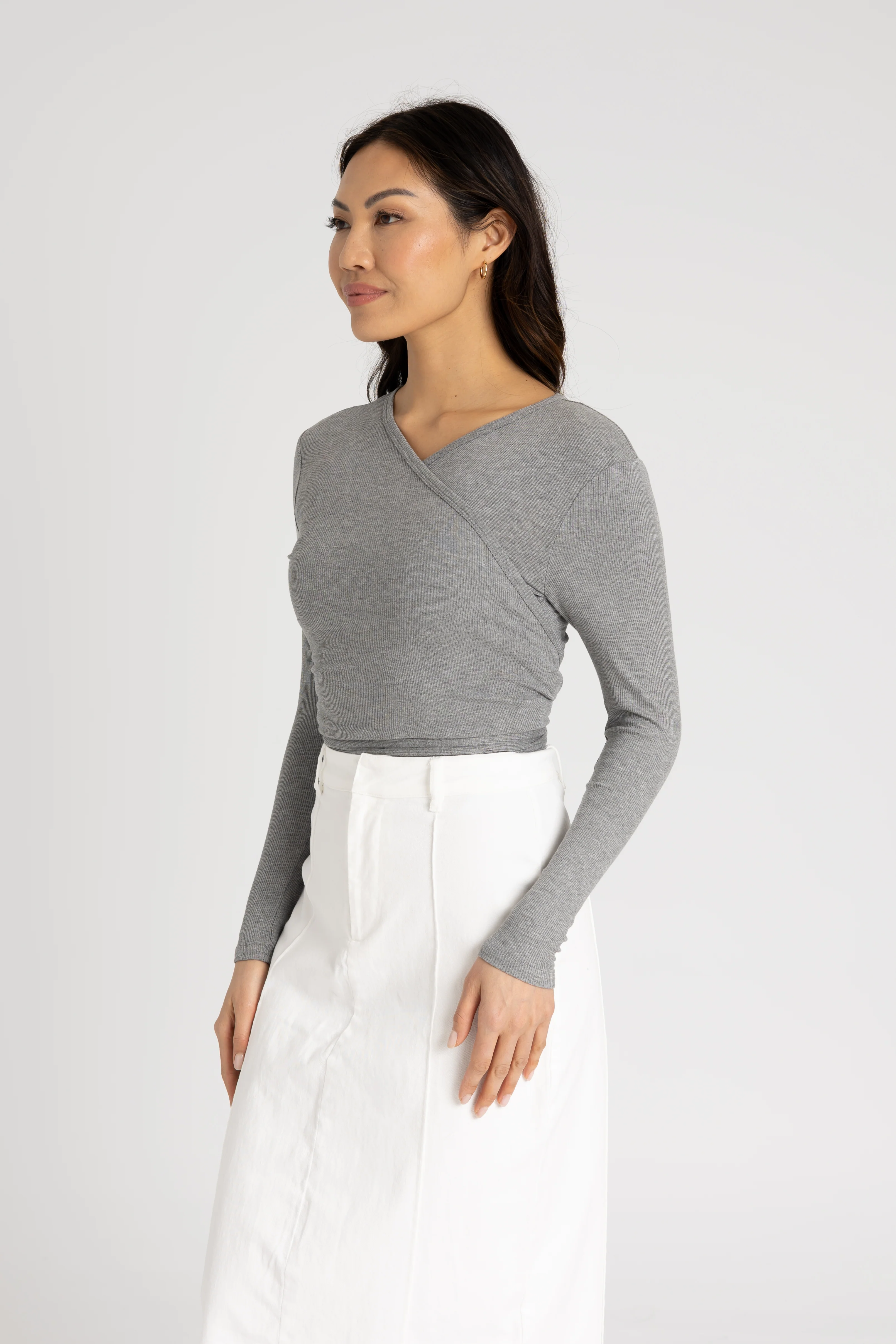 Grey Wrap Tee - KJDHW