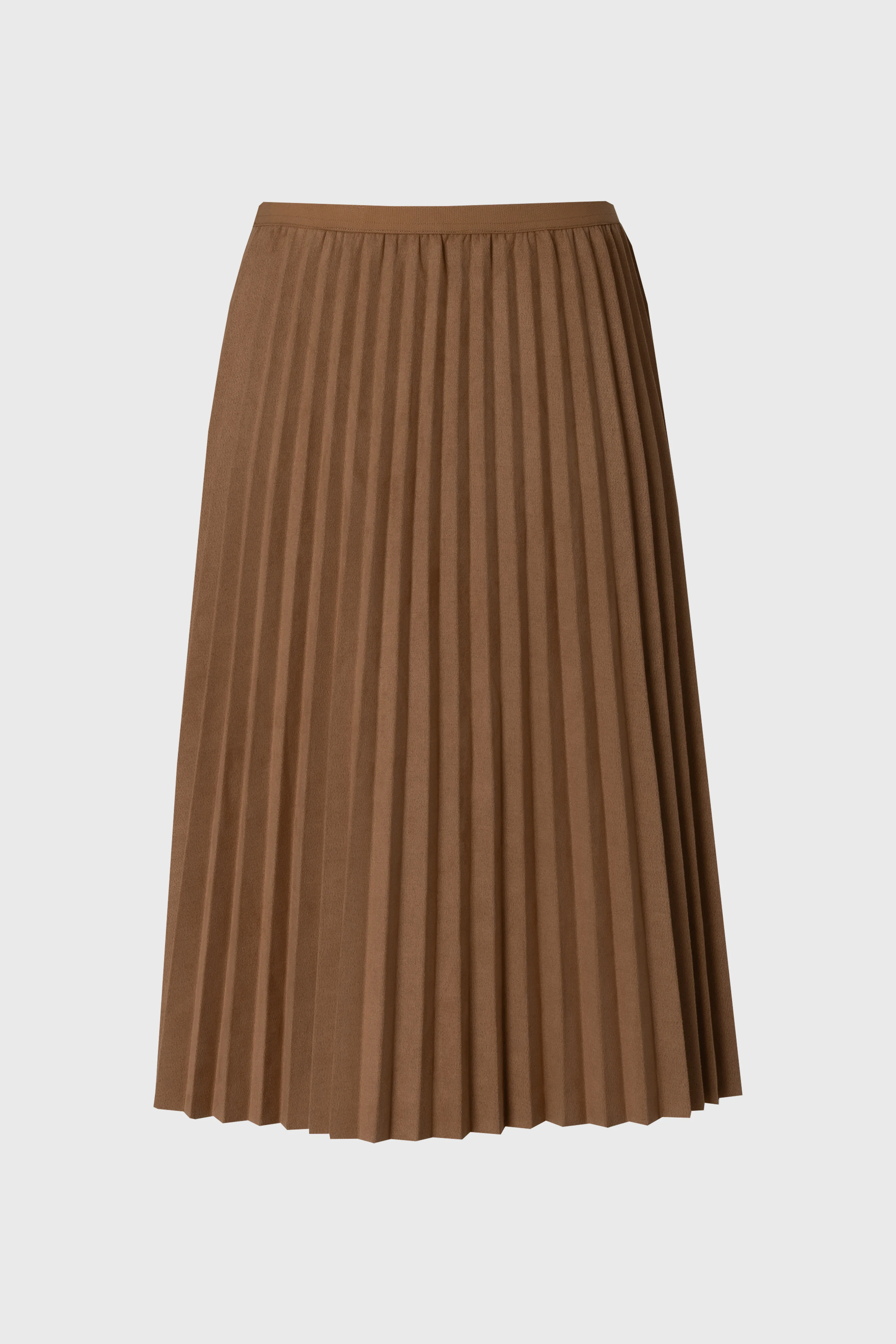 Camel Accordion Microsuede Skirt - KJDHW