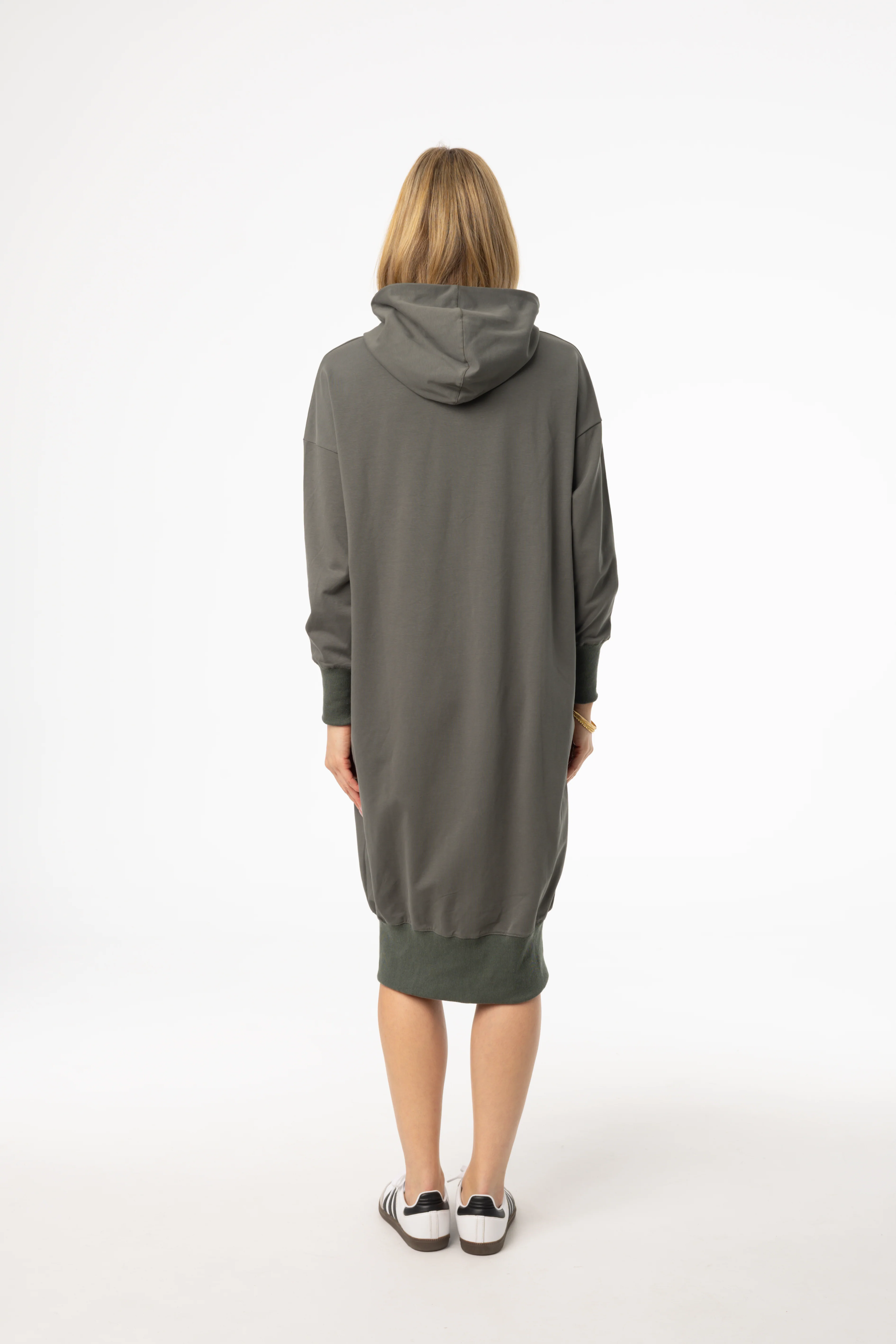 Sea Green Zipper Sweatshirt Dress - KJDHW