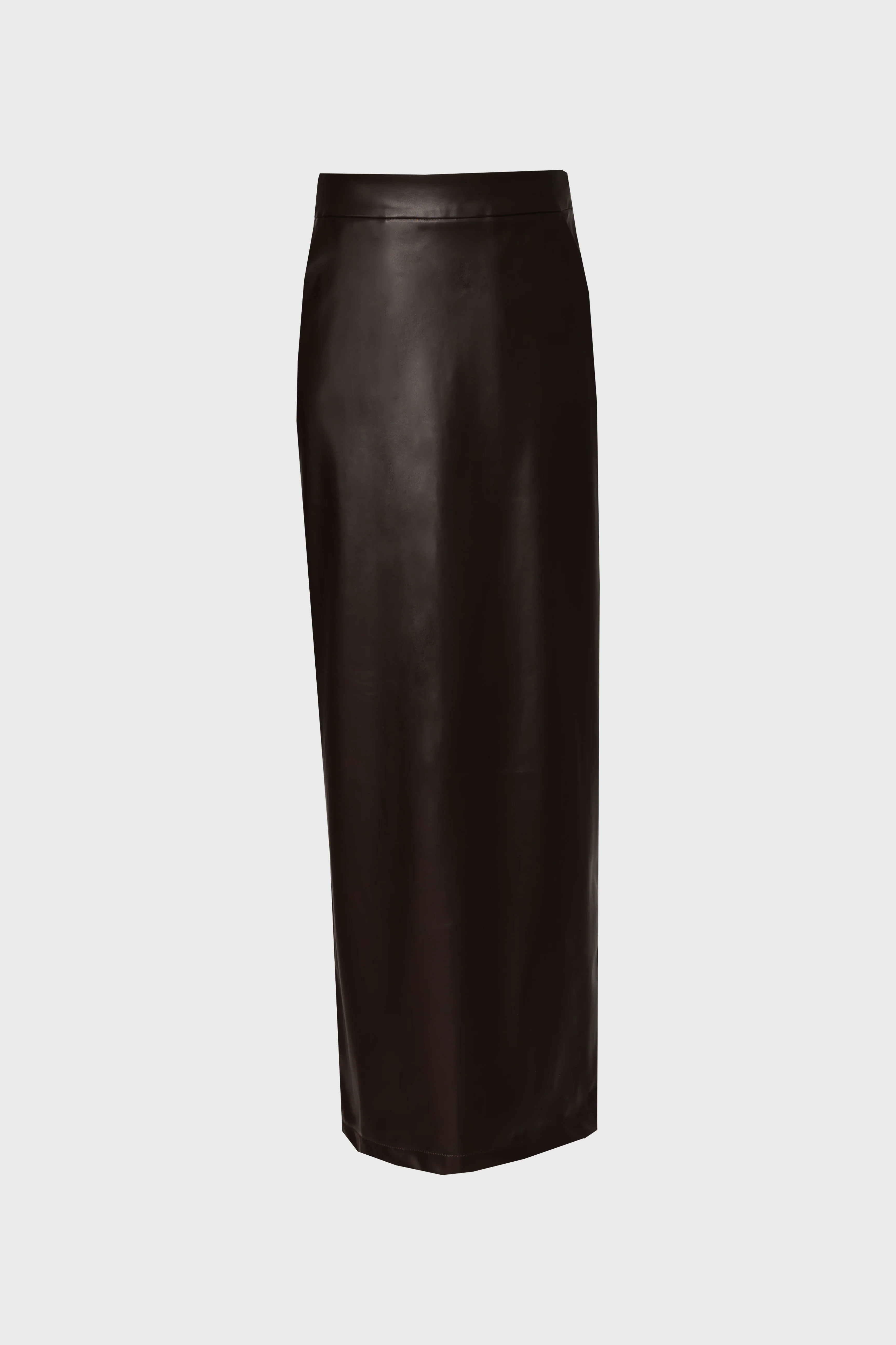 Brown Straight Vegan Leather Skirt - KJDHW