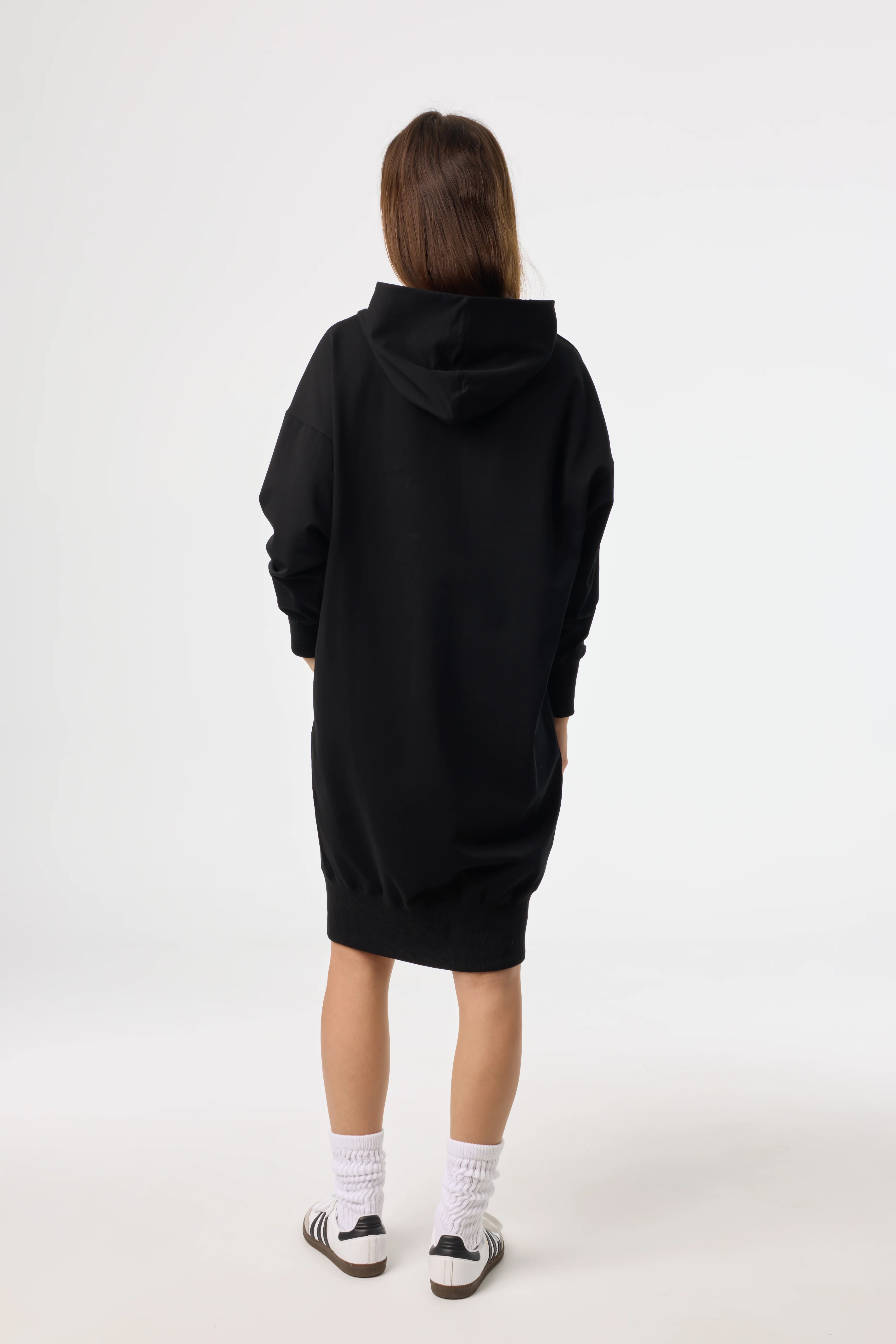 Black and White Zipper Sweatshirt Dress - KJDHW