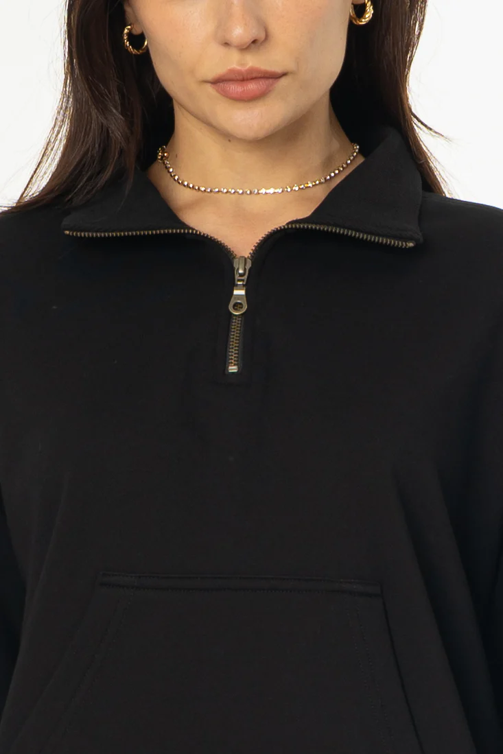 Black Quarter Zip Sweater - KJDHW