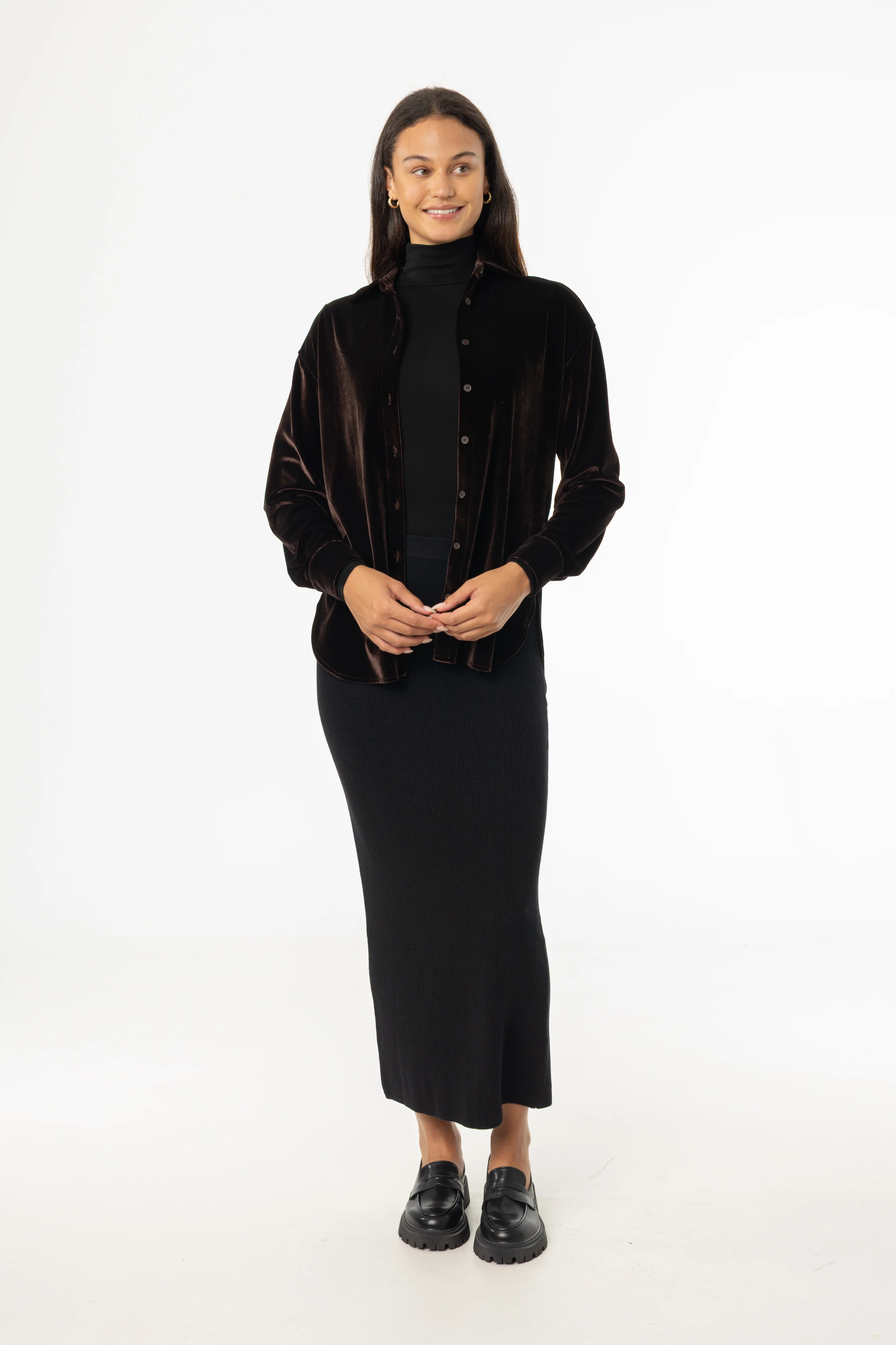 Black Knit Maxi Skirt - KJDHW