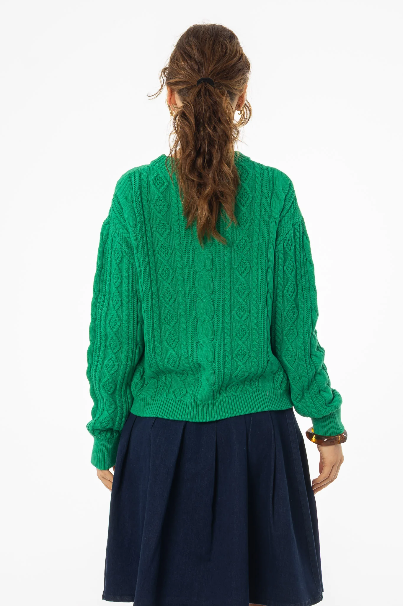 Green Tri Knit Sweater - KJDHW