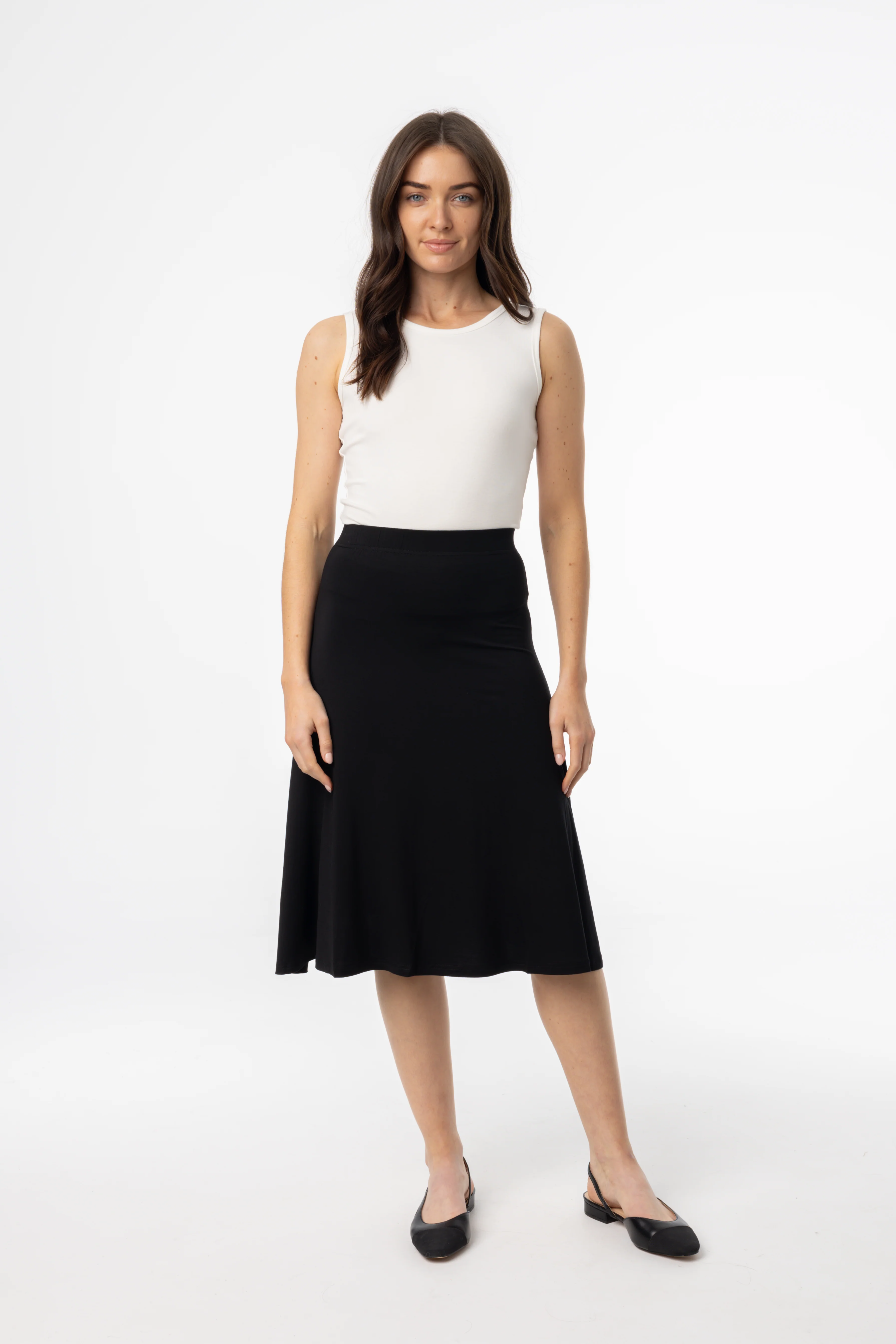 Black Basic Flare Skirt - KJDHW
