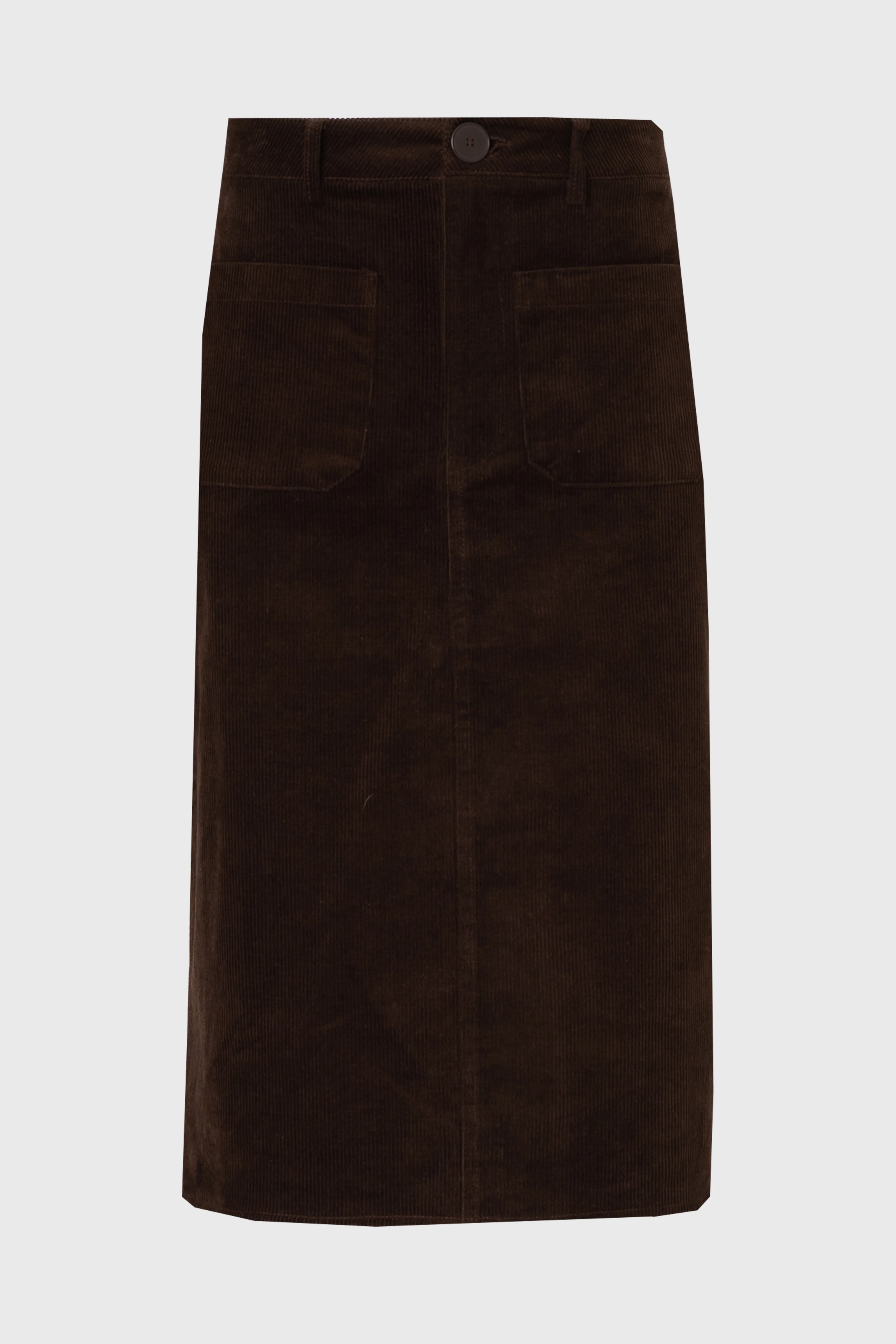 Brown Pocket Corduroy Pencil Skirt - KJDHW