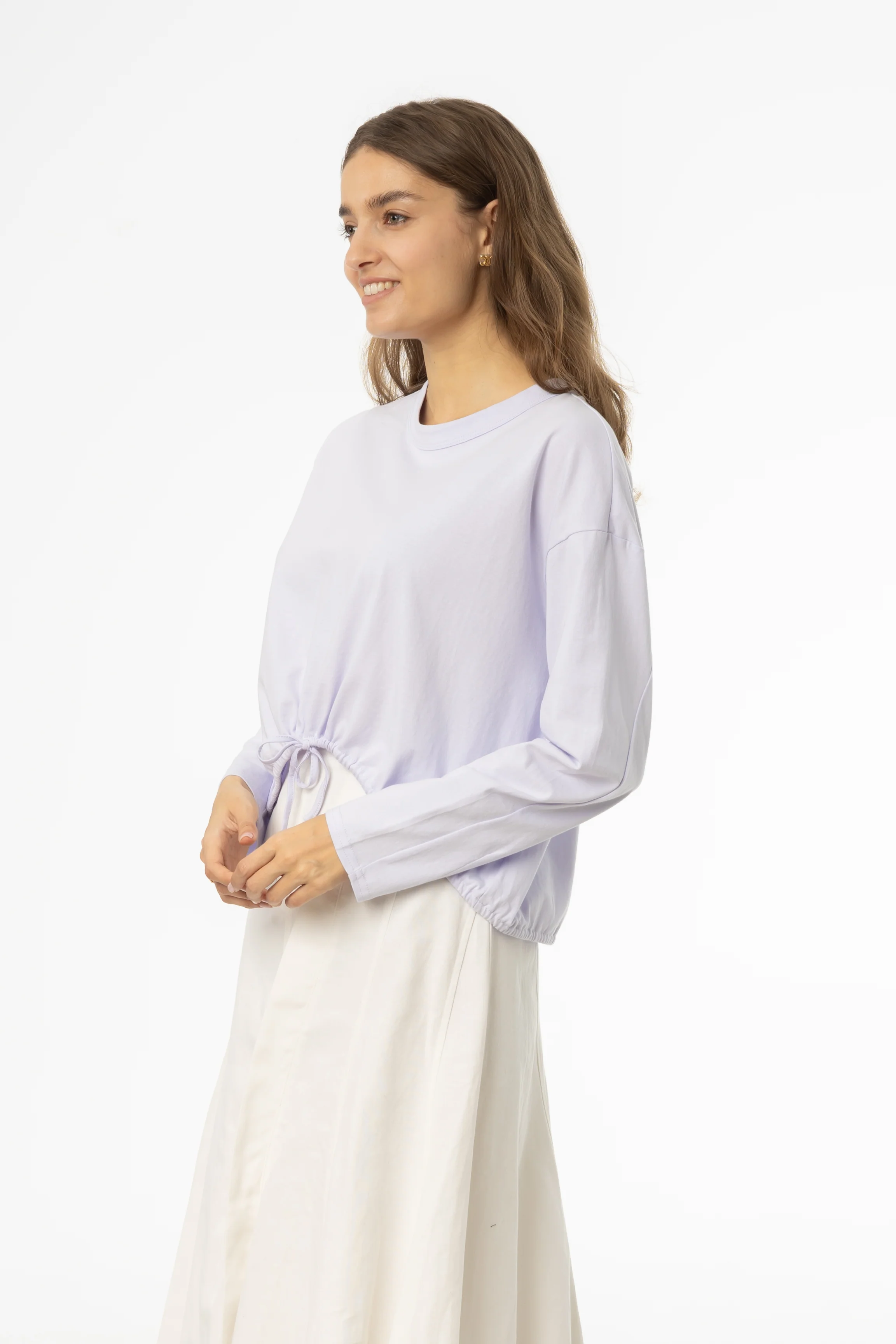 Lavender High Low Drawstring Tee - KJDHW