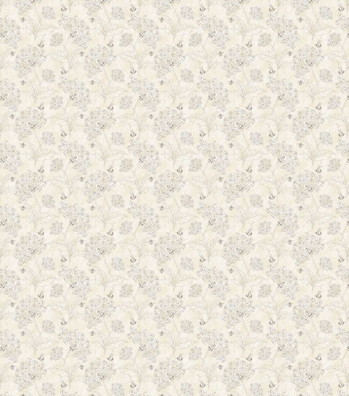 Susan Winget Bee Sketched Line Art on White Premium Cotton Fabric