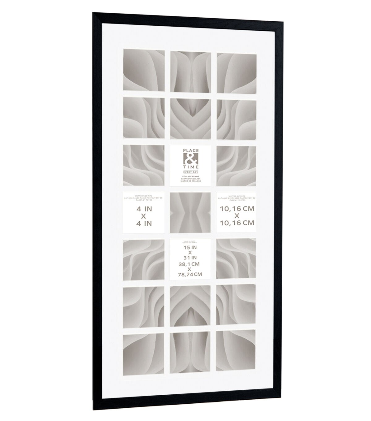 15 x 31 Matted to 4 x 4 Black 21 Photo Collage Frame by Place & Time