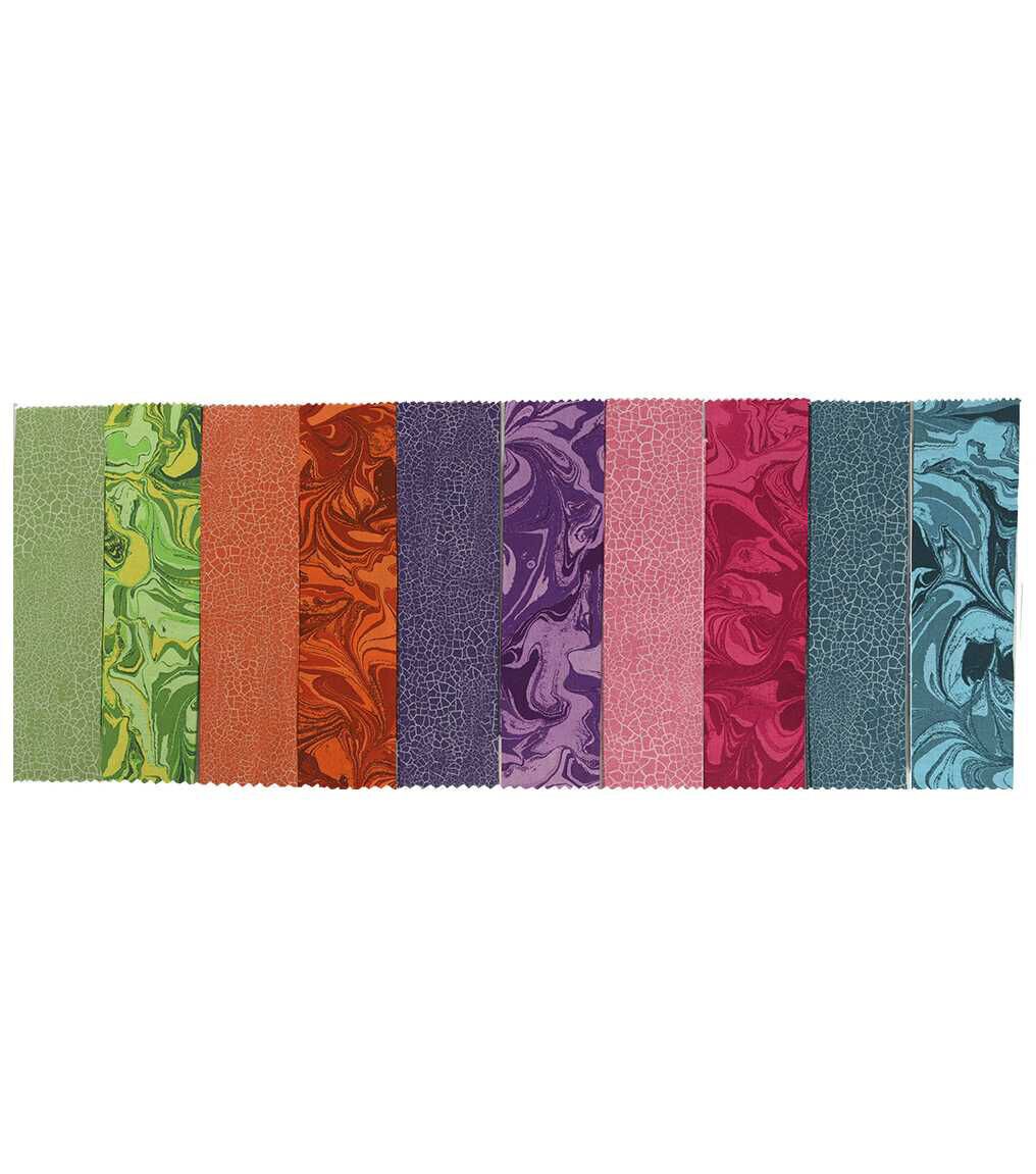 10 Multicolor Oil Crackled Cotton Fabric Shapes 20ct by Keepsake Calico