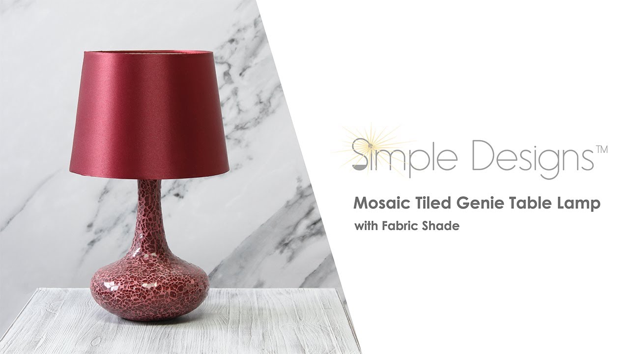 All The Rages Mosaic Tiled Glass Genie Table Lamp with Fabric Shade