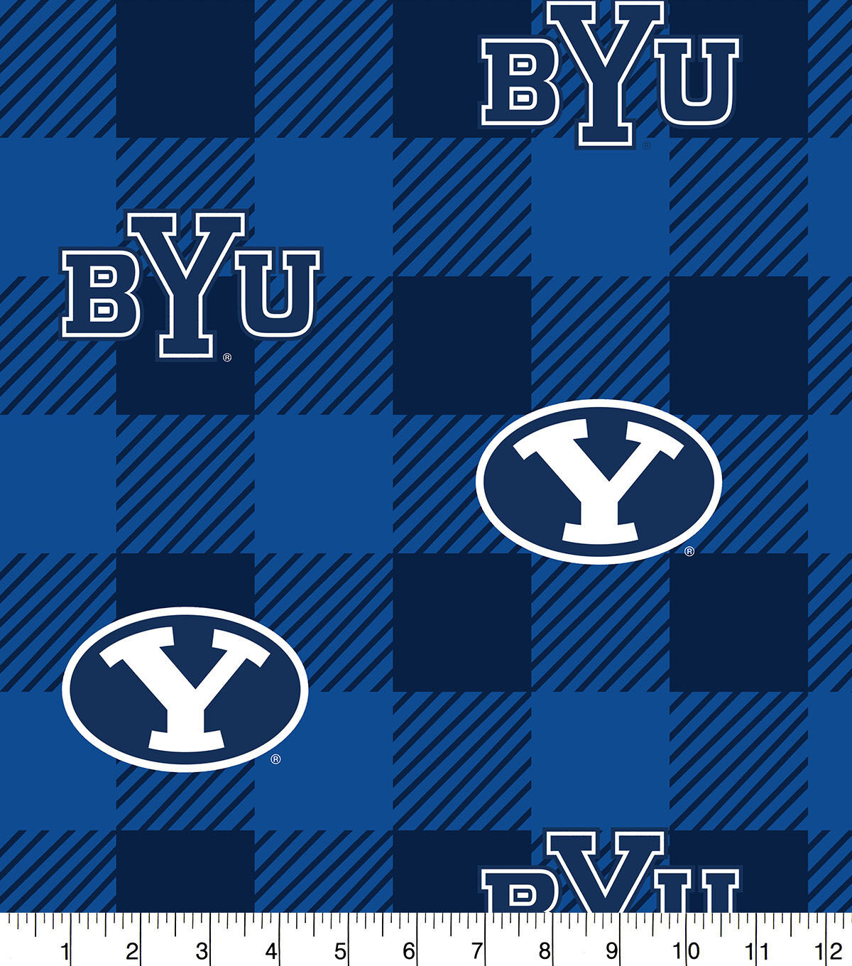Brigham Young University Cougars Fleece Fabric Buffalo Check