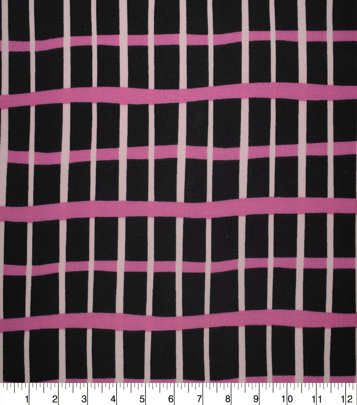 Pink Squiggle Lines on Black Quilt Cotton Fabric by Quilter's Showcase
