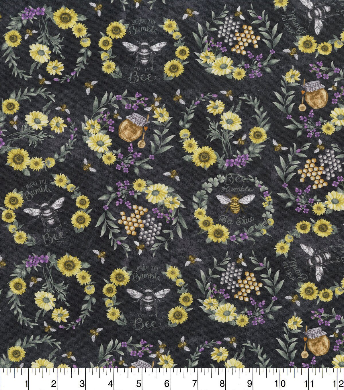 Hi Fashion Insects & Floral on Black Premium Cotton Fabric