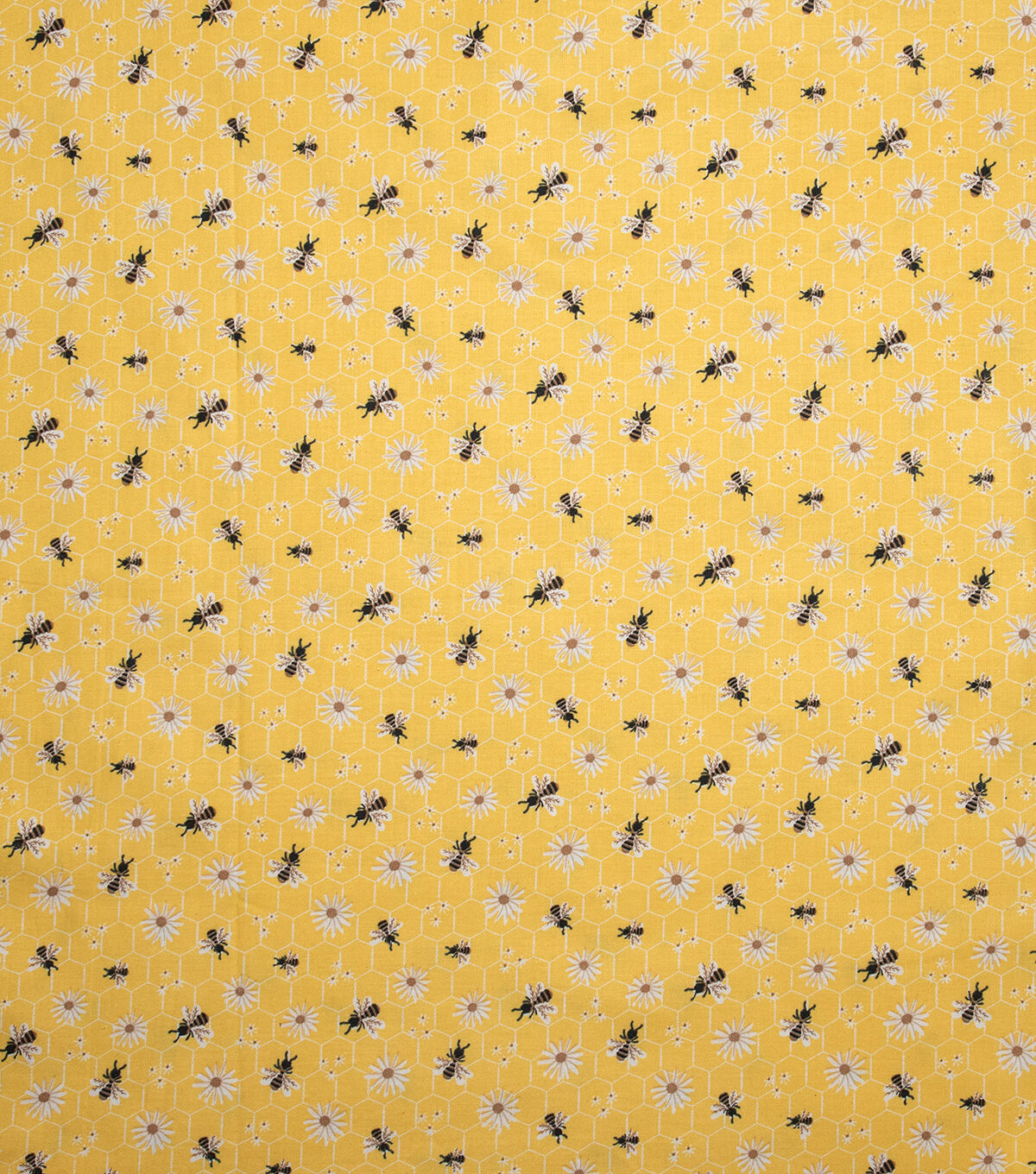 Daisies & Bees on Yellow Quilt Cotton Fabric by Keepsake Calico