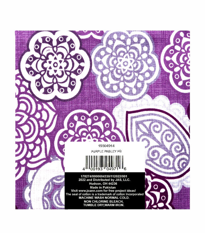 18 x 21 Purple Paisley Cotton Fabric Quarter 1pc by Keepsake Calico