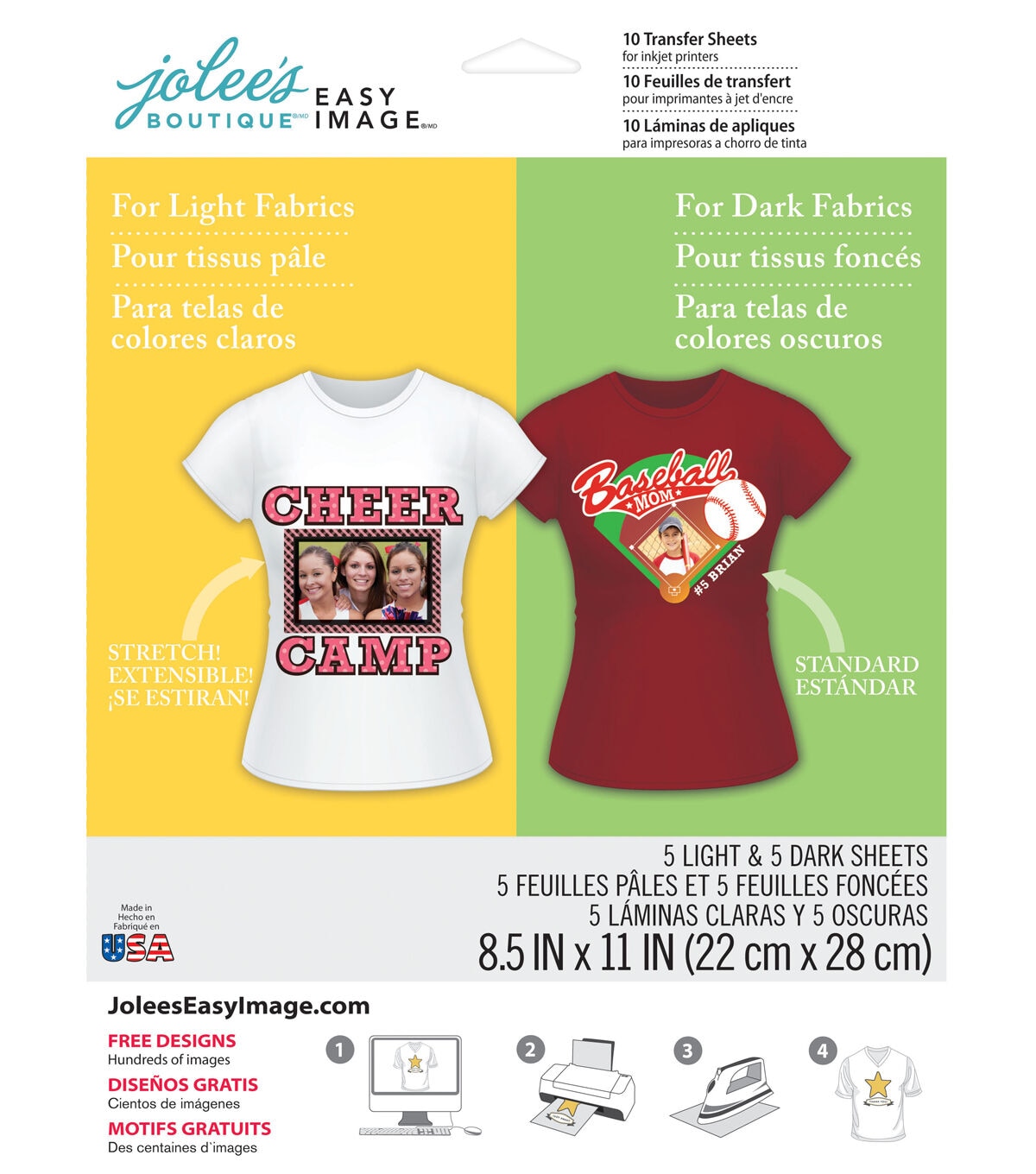 Jolee's Boutique 8.5 x 11 Dark & Light Inkjet Transfer Sheets 10ct