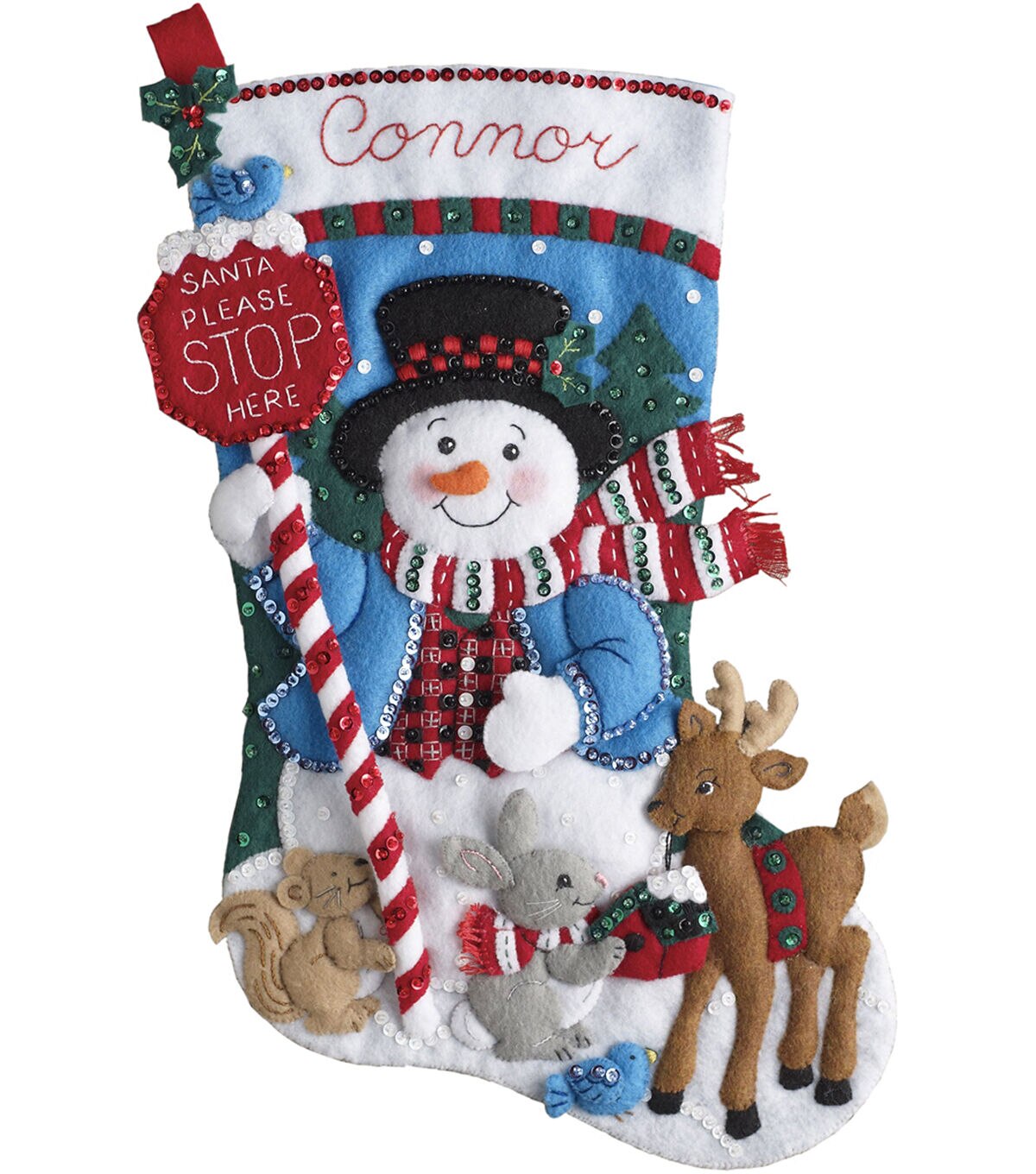 Bucilla 18 Santa Stop Here Stocking Needle Felting Applique Kit