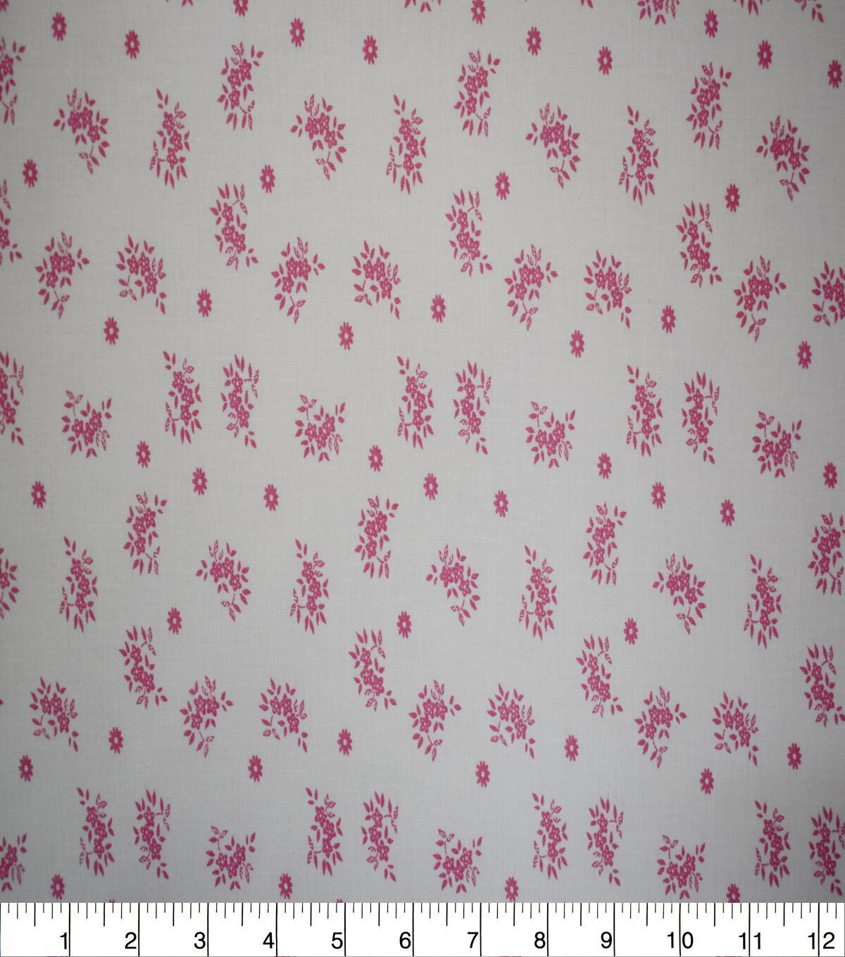 Pink Clustered Floral on White Quilt Cotton Fabric by Quilter's Showcase