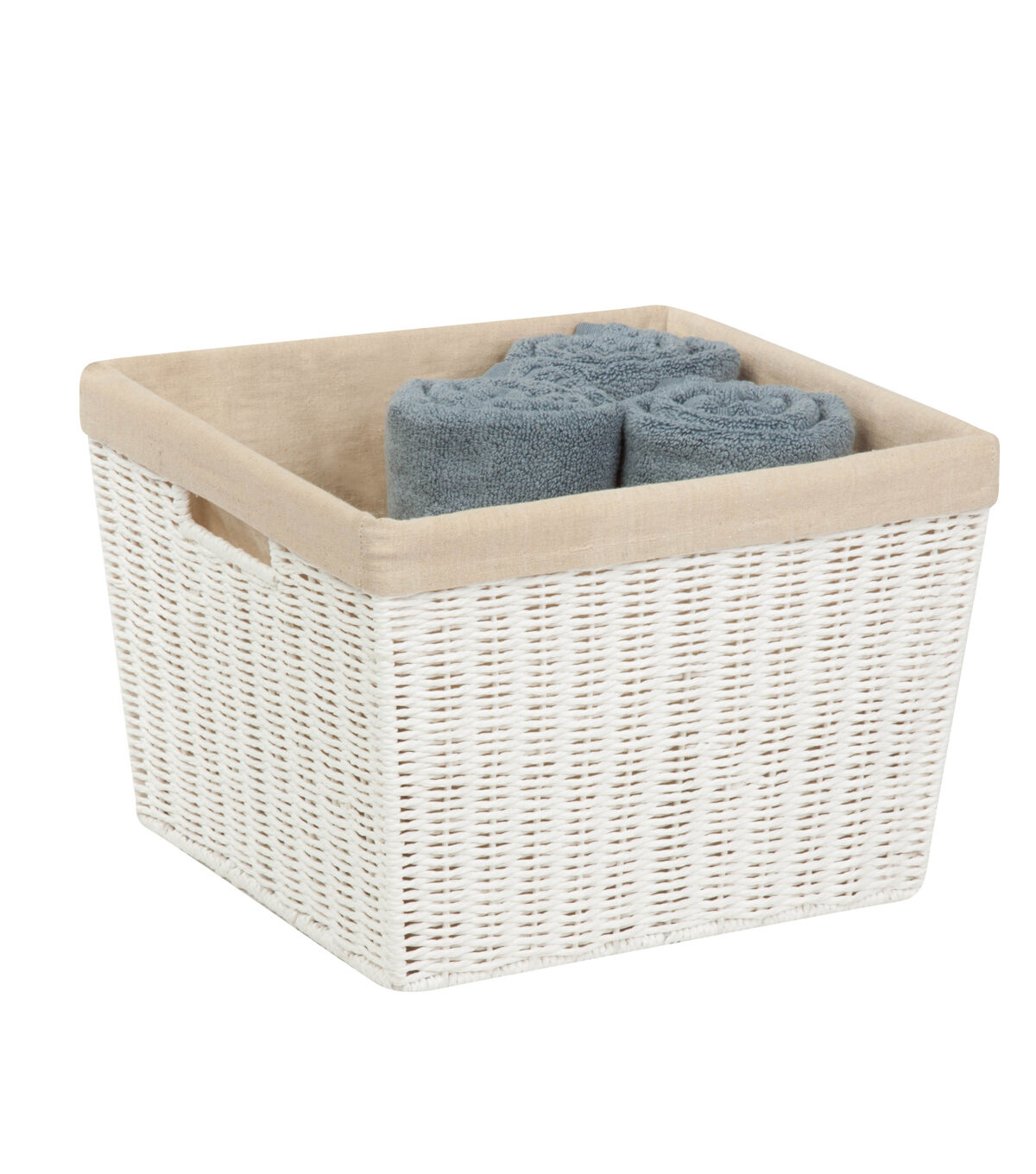 Honey Can Do 13 x 10 White Parchment Cord Basket With Liner