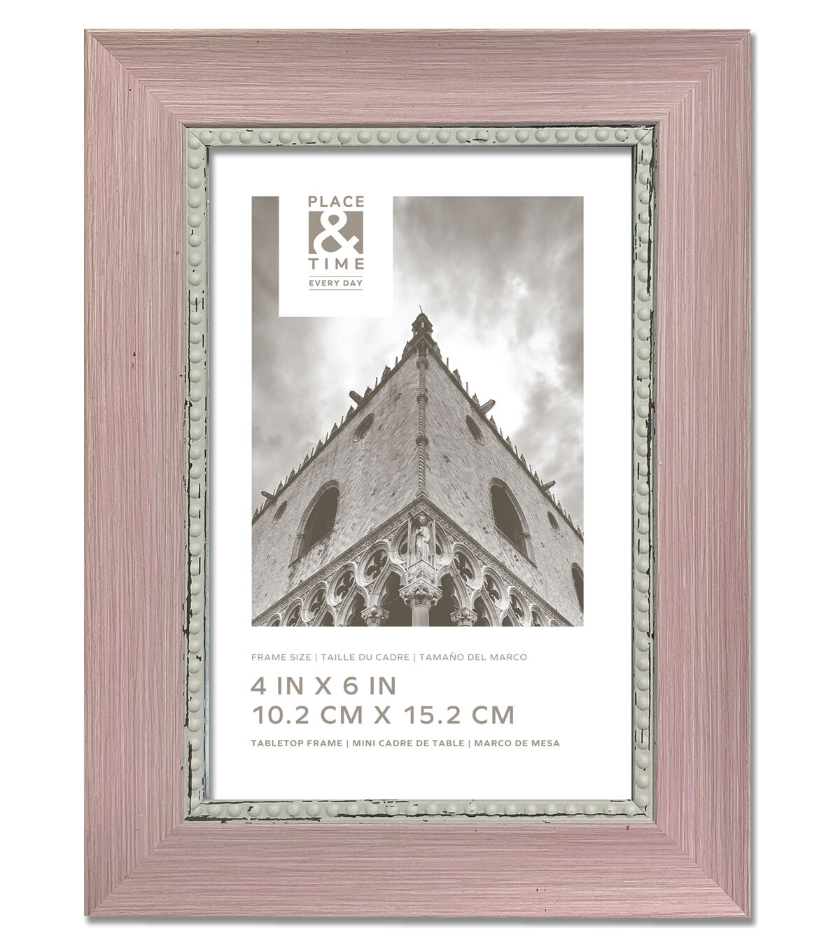 4 x 6 Pink With Beaded Accent Tabletop Picture Frame by Place & Time