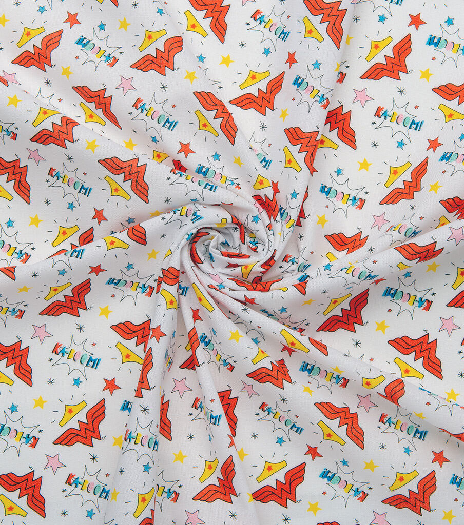 Wonder Woman Tossed Doodle Cotton Fabric