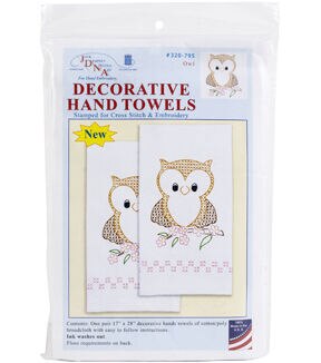Jack Dempsey 17 x 28 Owl on Branch Stamped Decorative Hand Towels 2pk