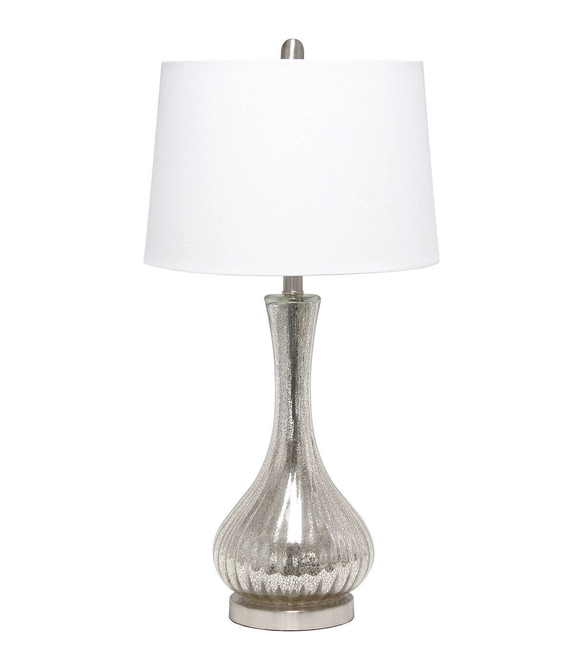 All The Rages Mercury Tear Drop Table Lamp with White Fabric Shade