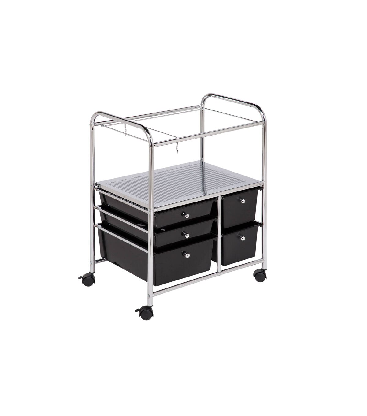 Honey Can Do 15 x 29 Silver Chrome & Black 5 Drawer Rolling File Cart