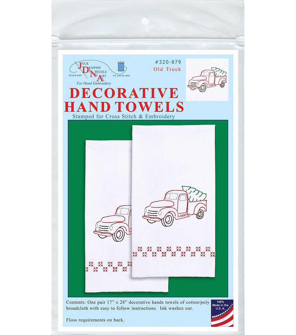 Jack Dempsey 17 x 28 Old Truck Stamped Decorative Hand Towels 2pk
