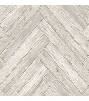 Surface Style Herringbone Wood Whitewash Peel & Stick Wallpaper