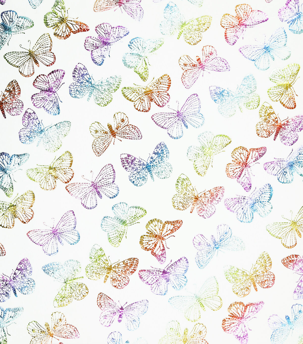 Multicolor Foil Rainbow Butterfly Pure Plush Fleece Fabric